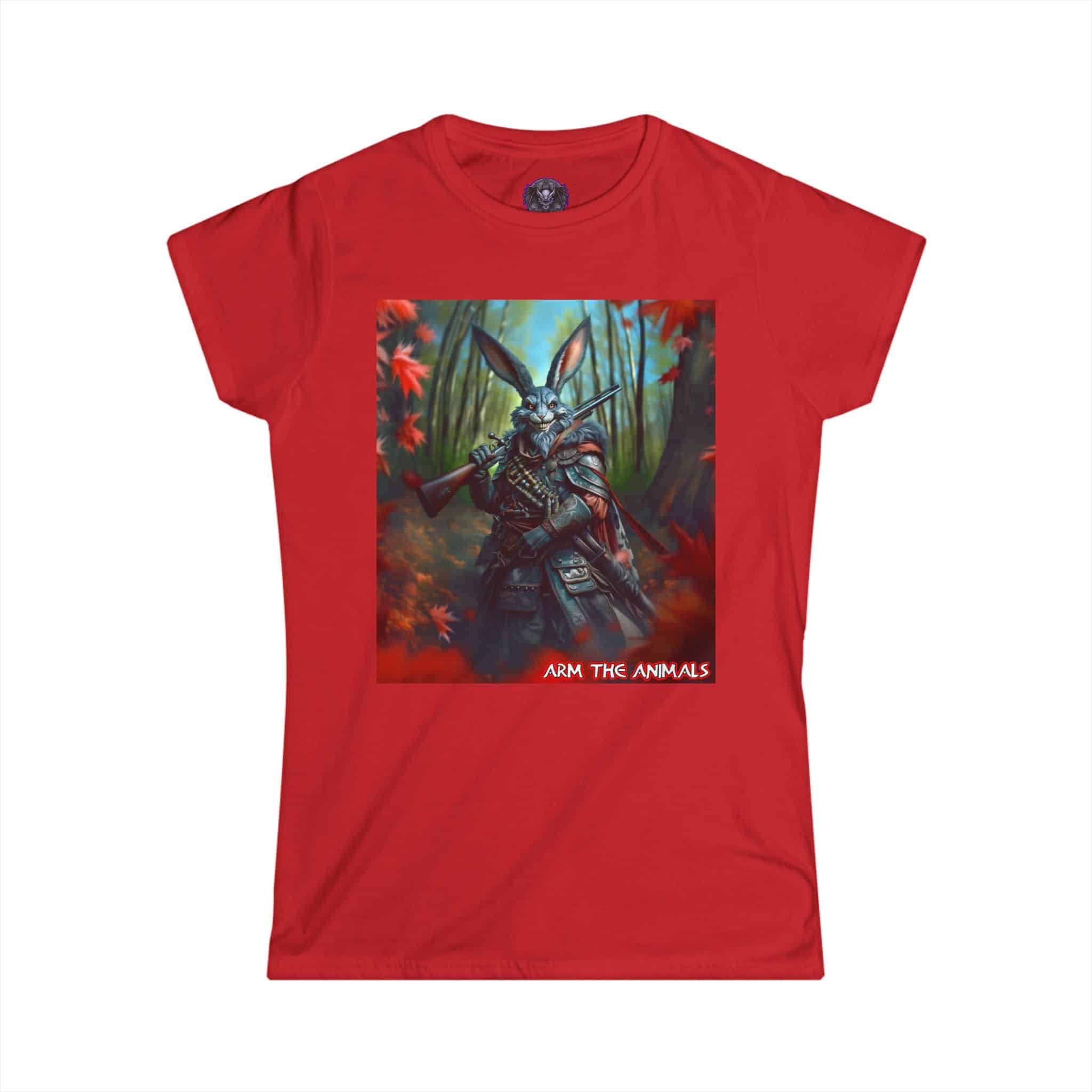 Arm The Animals: Hunter Rabbit #AA-D-Ra001 Women's Softstyle Tee