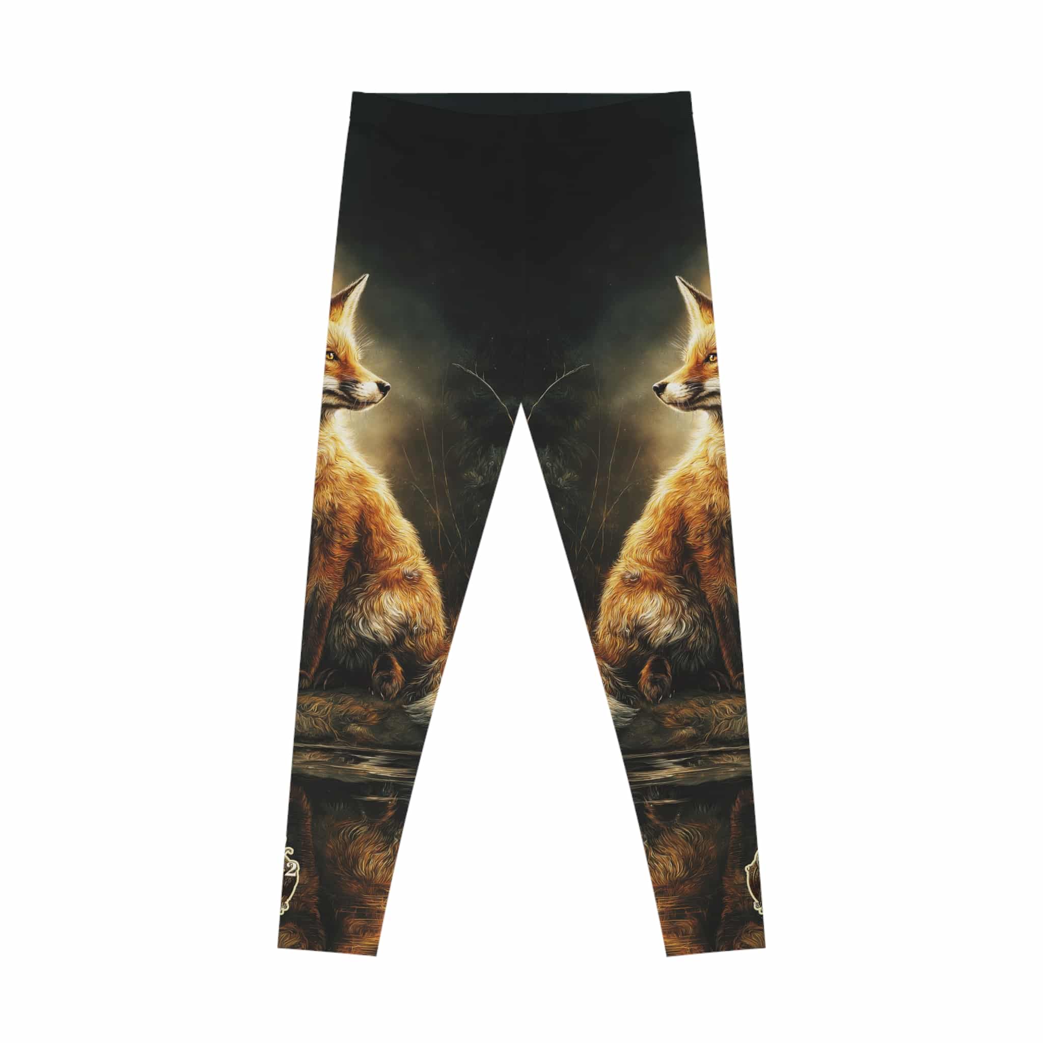 Fox By The Lake Stretchy Leggings, Comfortable Fitness Wear - Image 3
