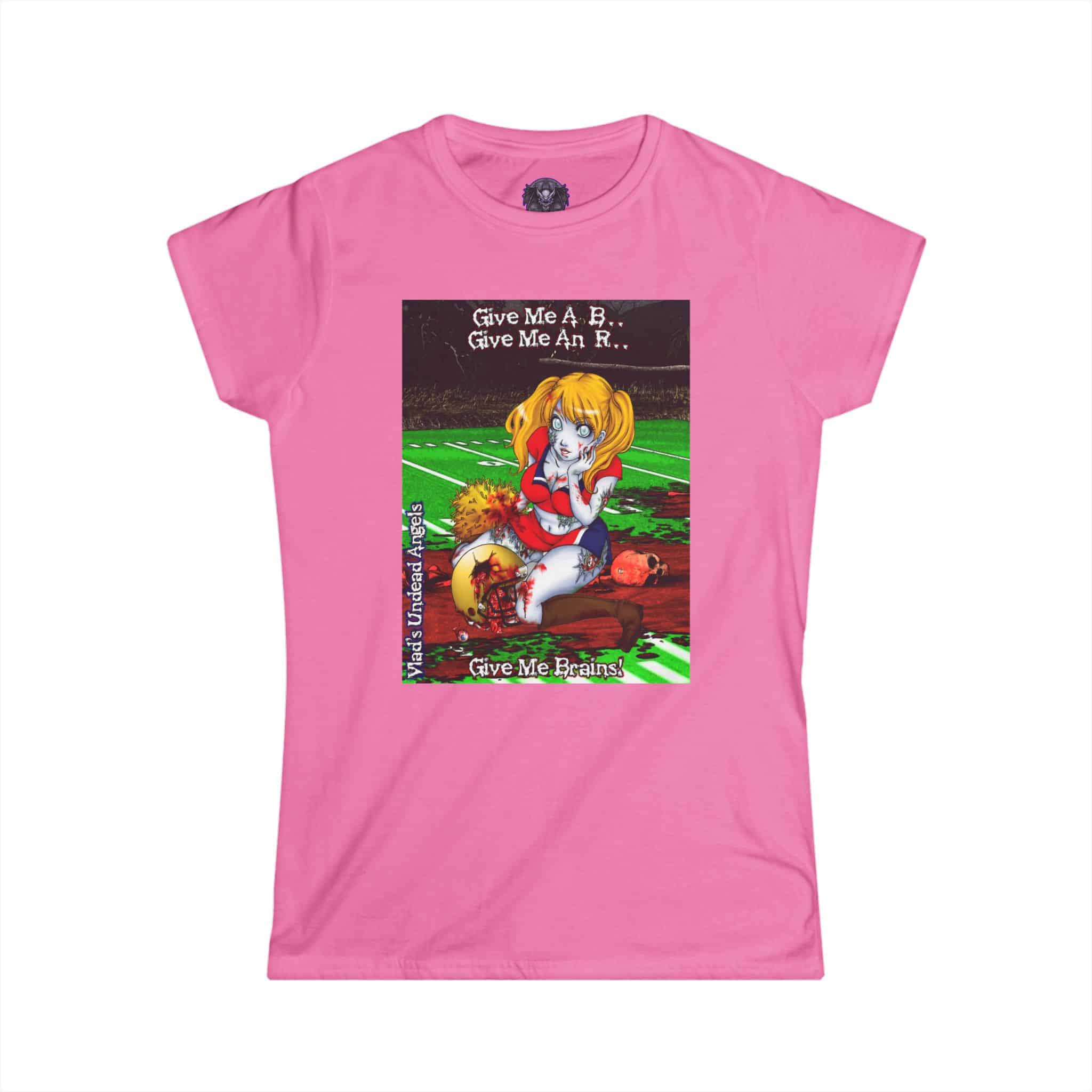 Buffy Undead Angel Zombie Cheerleader – Classic Art w/Text Re-Issue Women's Softstyle Tee - Image 27