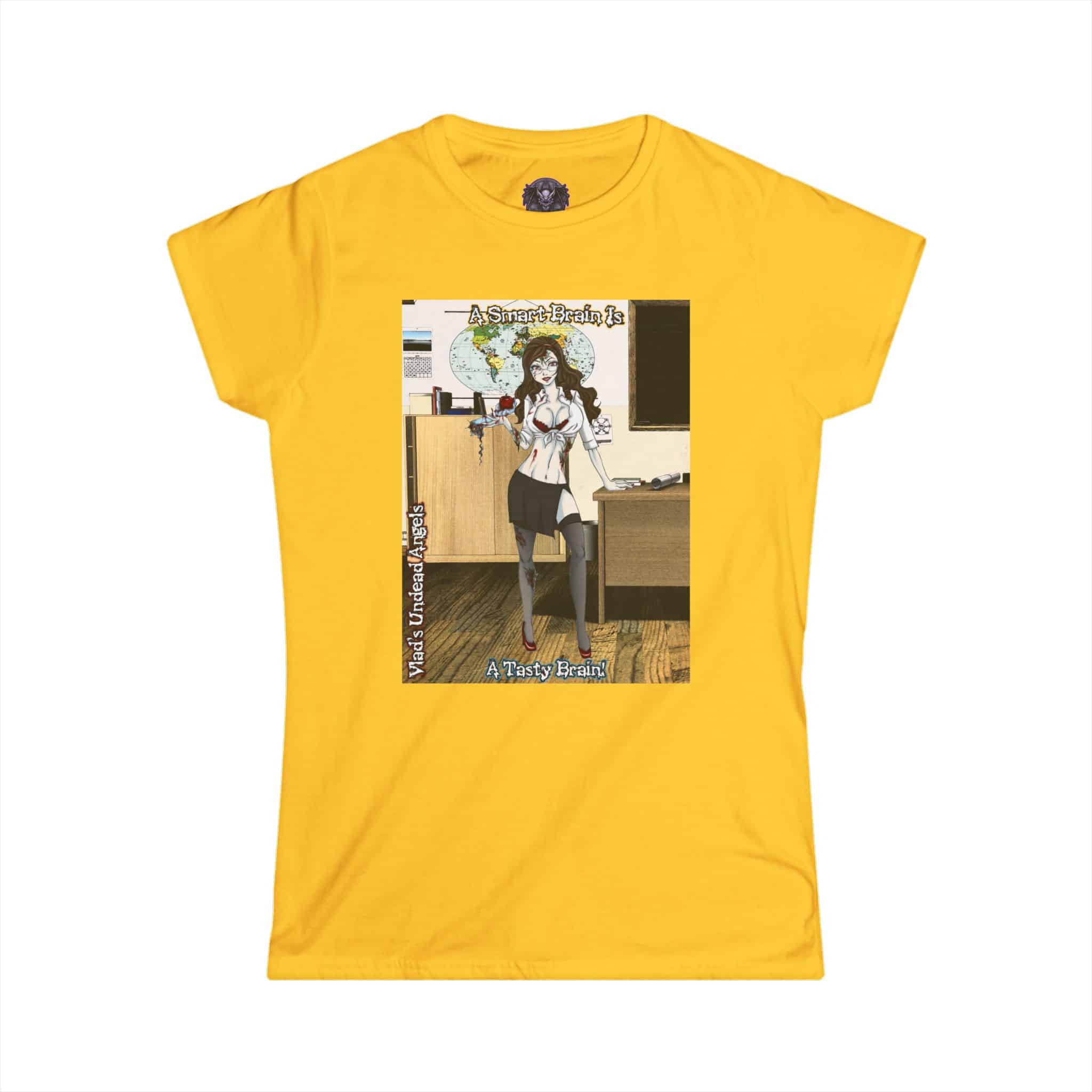 Charlotte Undead Angel Zombie Teacher – Classic Art w/Text Re-Issue Women's Softstyle Tee - Image 25