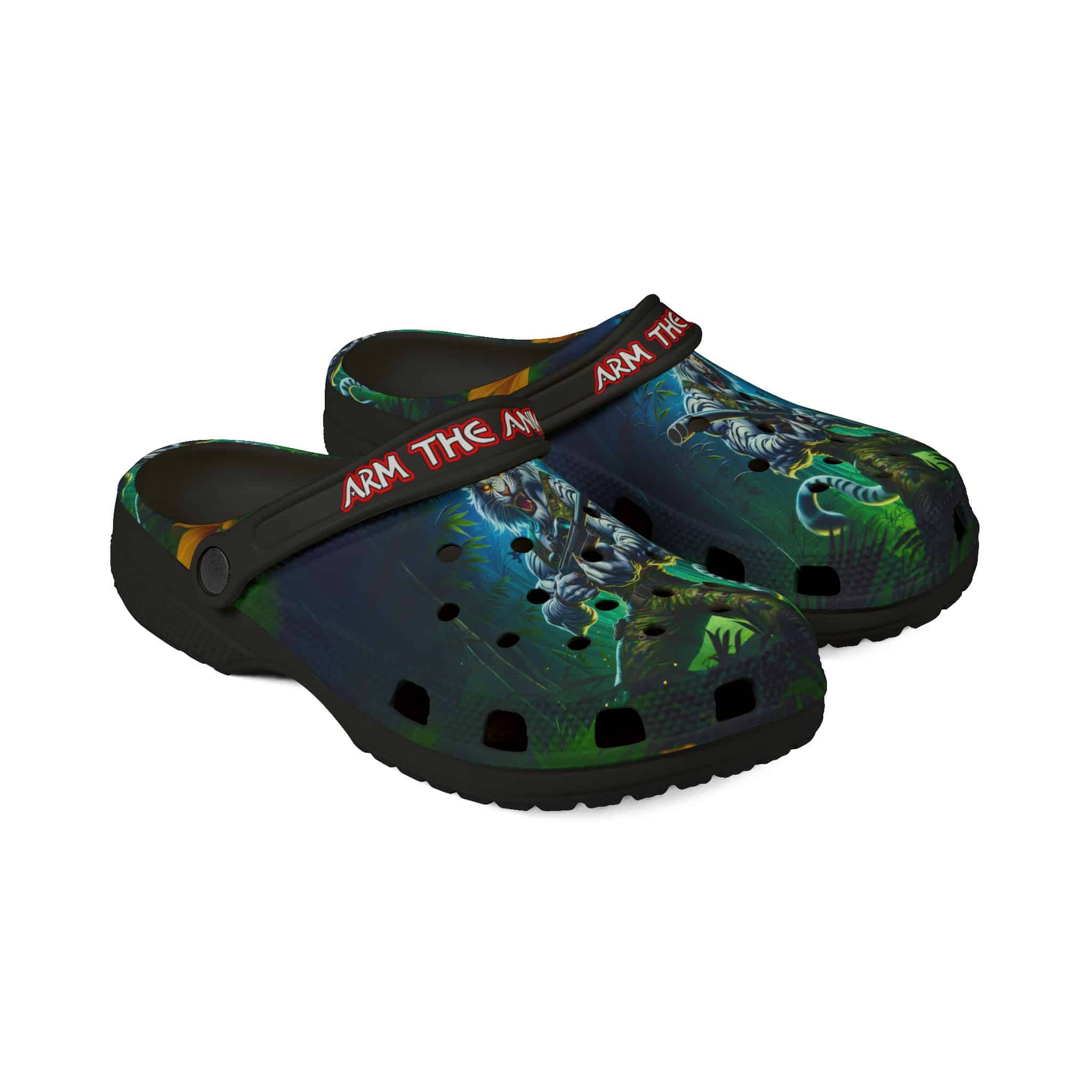 Clog Shoes - Arm The Animals: Commando Tiger #AA-D-WT003 Design - Image 3