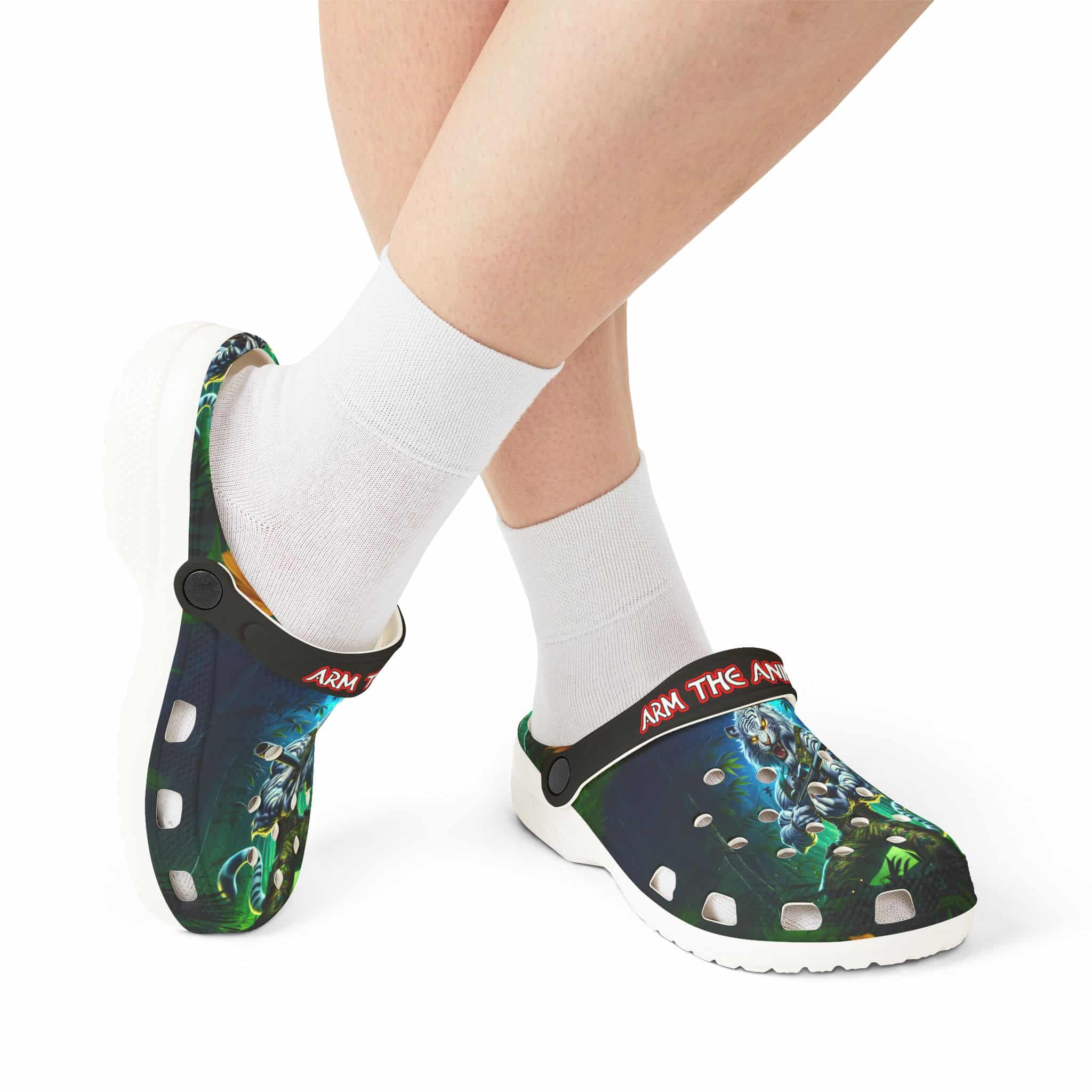Clog Shoes - Arm The Animals: Commando Tiger #AA-D-WT003 Design - Image 18