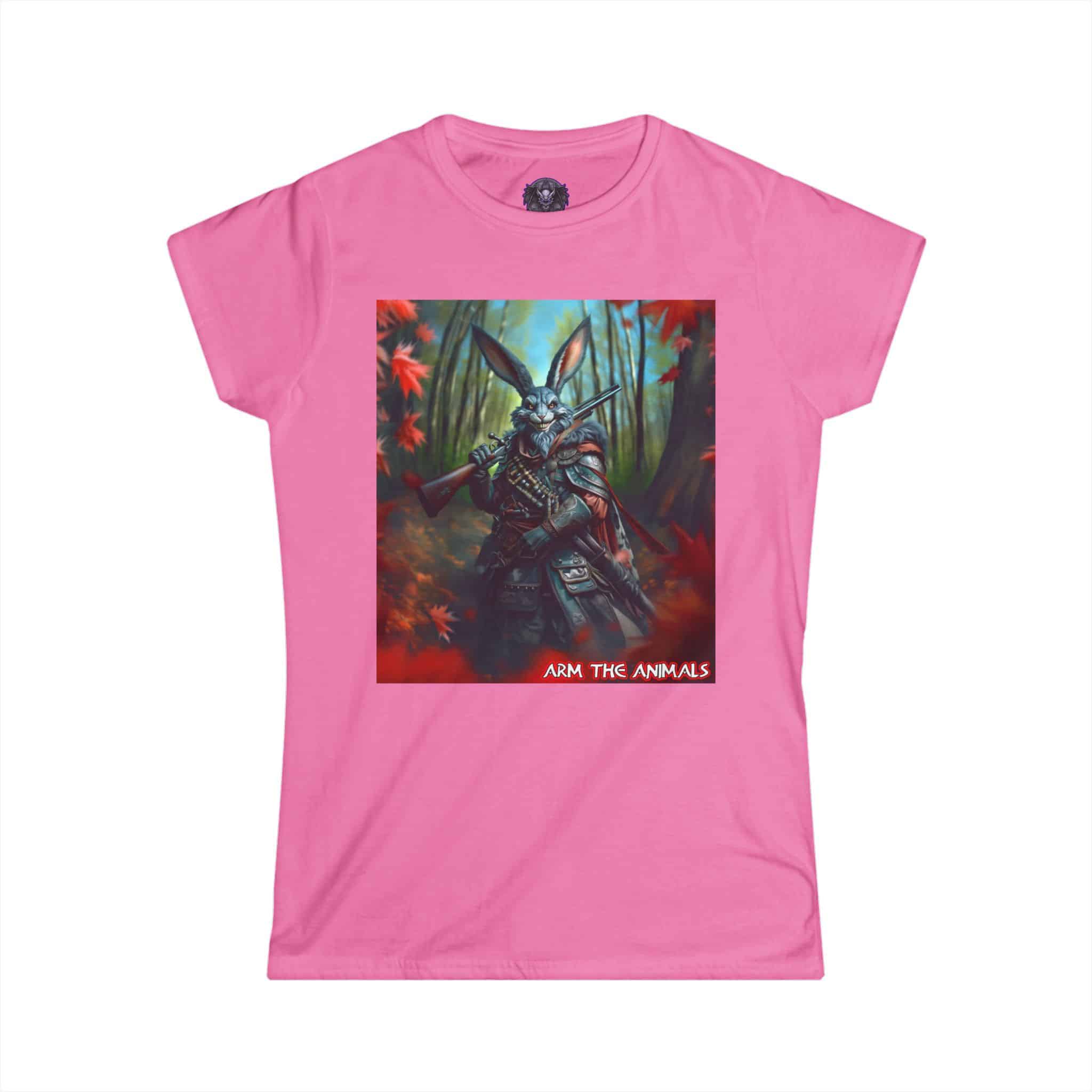 Arm The Animals: Hunter Rabbit #AA-D-Ra001 Women's Softstyle Tee - Image 43