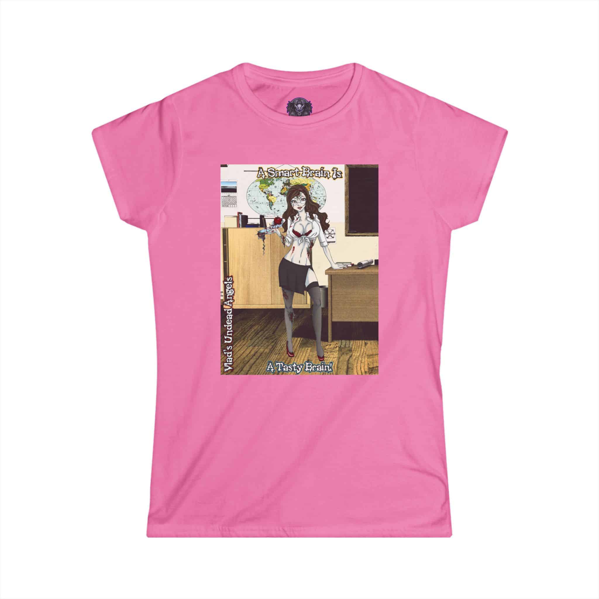 Charlotte Undead Angel Zombie Teacher – Classic Art w/Text Re-Issue Women's Softstyle Tee - Image 43