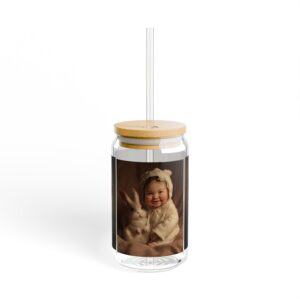 Personalized Photo 16oz Sipper Glass with Bamboo Lid