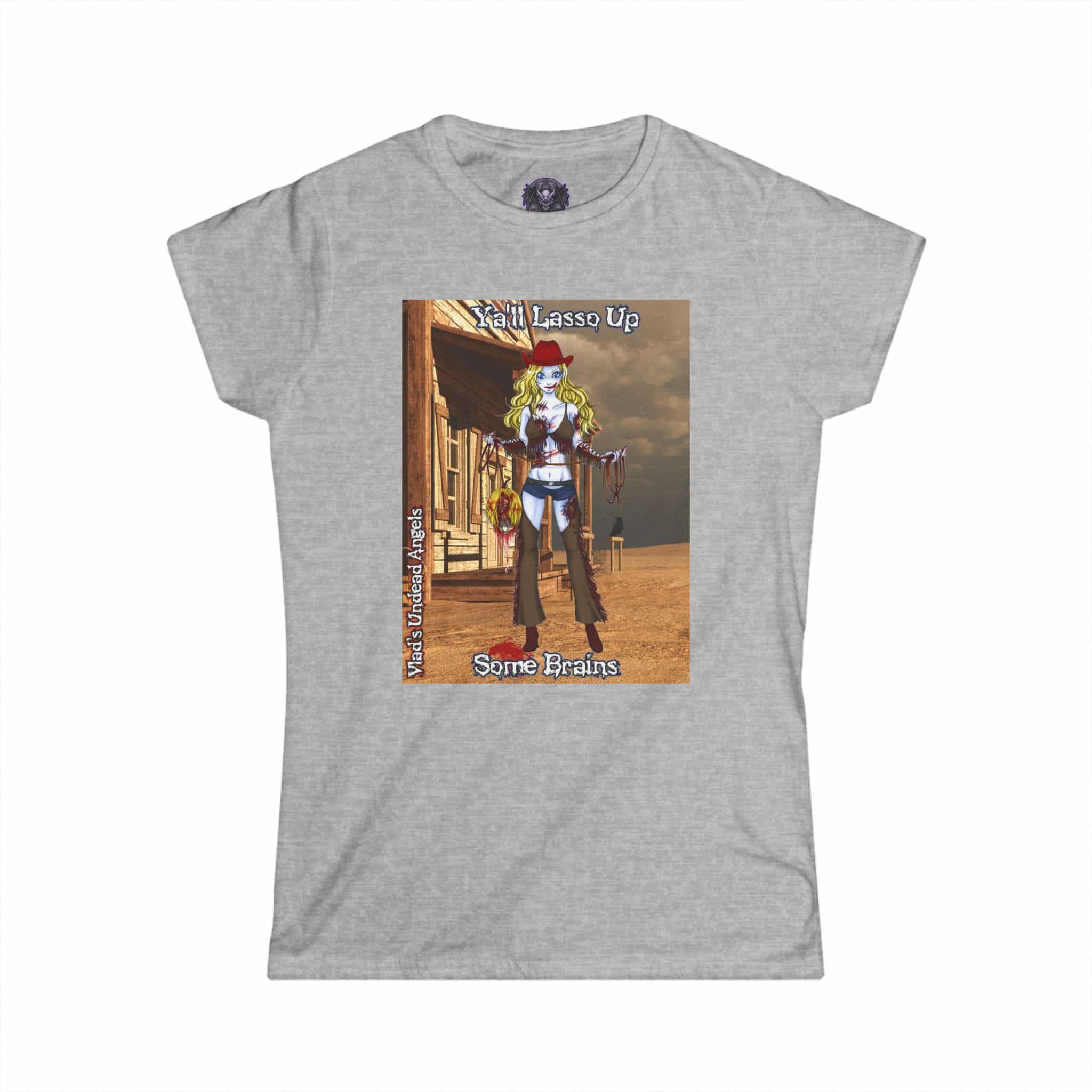 Cassidy Undead Angel Zombie Cowgirl – Classic Art w/Text Re-Issue Women's Softstyle Tee - Image 22