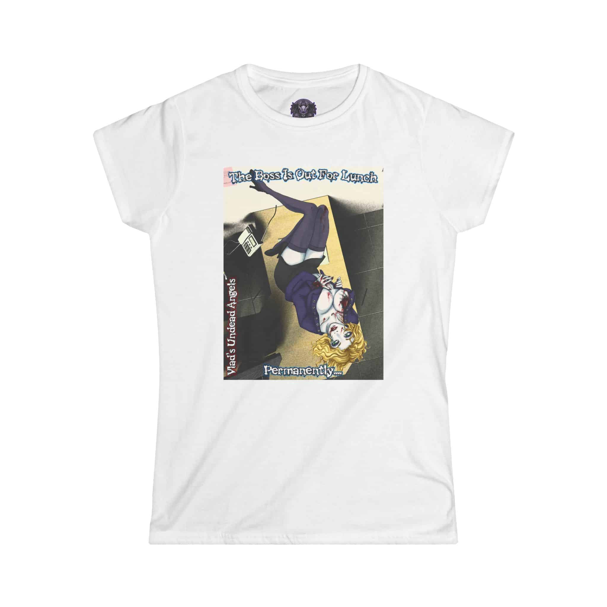 Jennifer Undead Angel Zombie Administrative Assistant – Classic Art w/Text Re-Issue Women's Softstyle Tee - Image 22