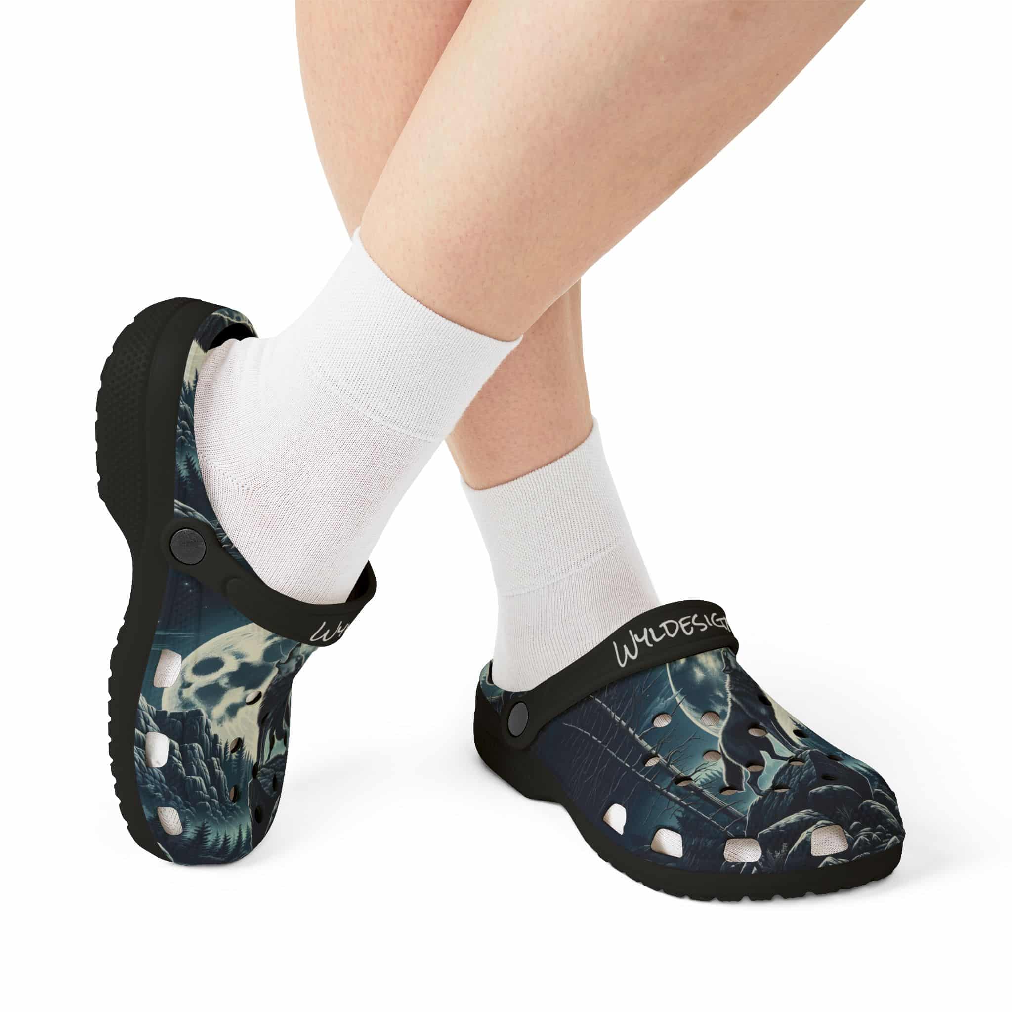 Wolf Howling WD-D001 By Wyldesigns - Clog Shoes - Image 9