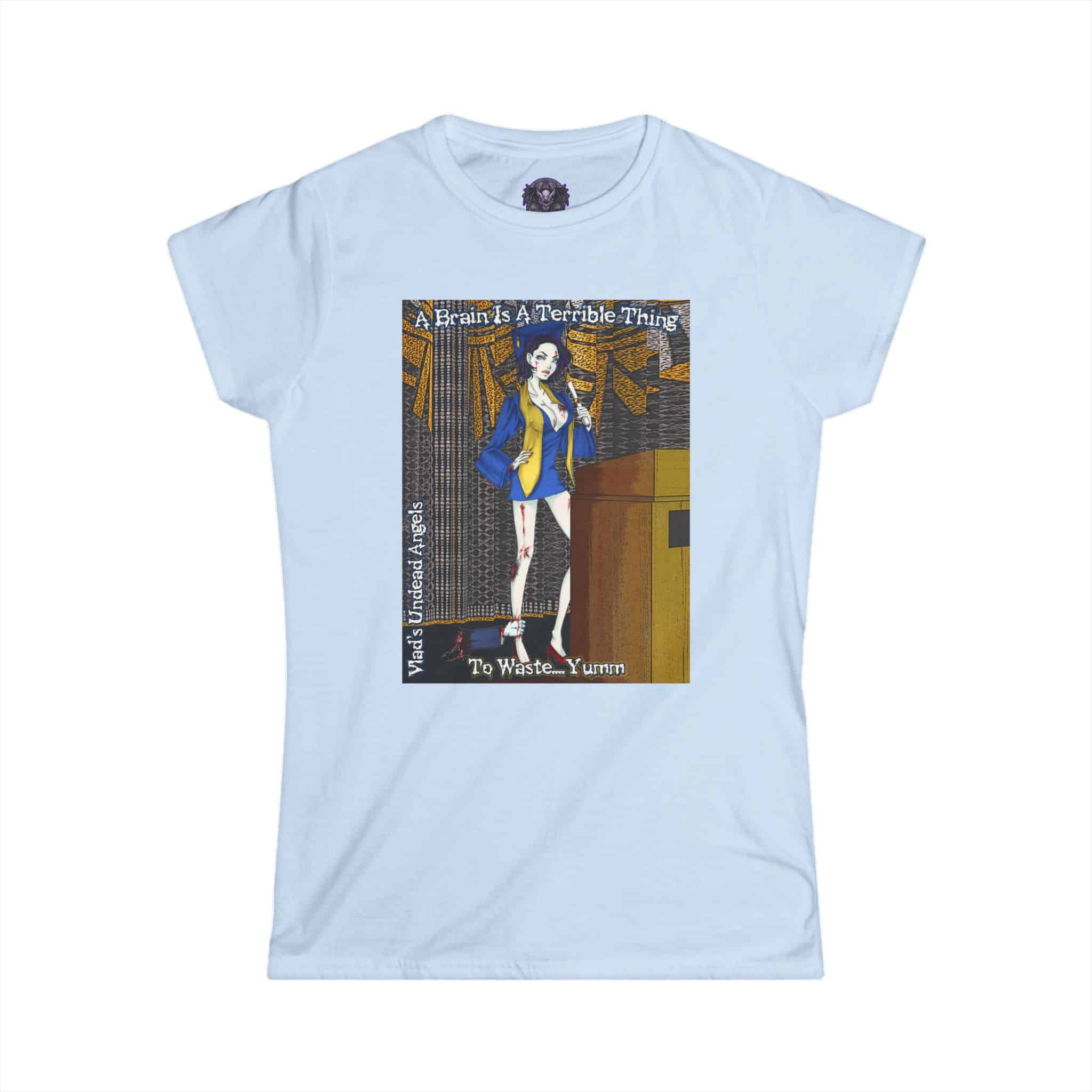 Tiffany Undead Angel Zombie Graduate - Classic Art w/Text F1 Re-Issue Women's Softstyle Tee - Image 34