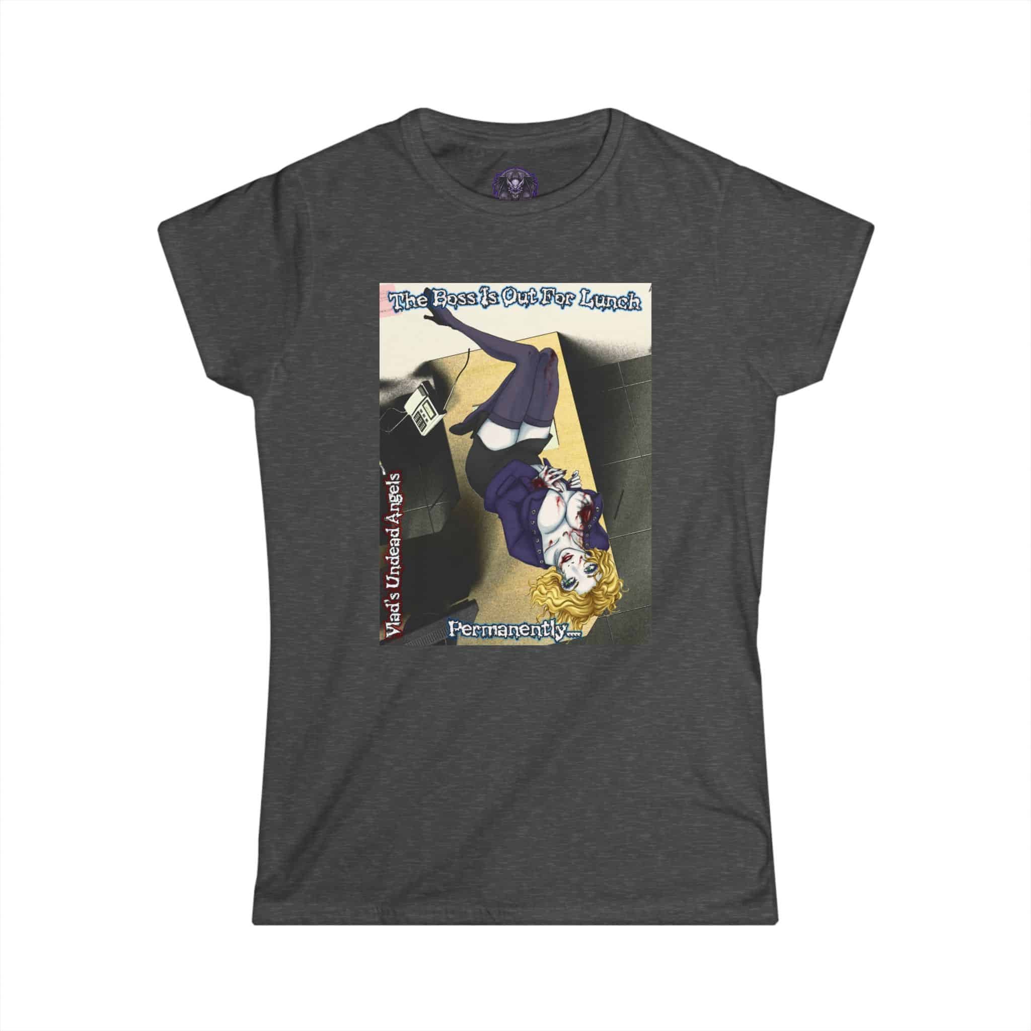 Jennifer Undead Angel Zombie Administrative Assistant – Classic Art w/Text Re-Issue Women's Softstyle Tee - Image 34