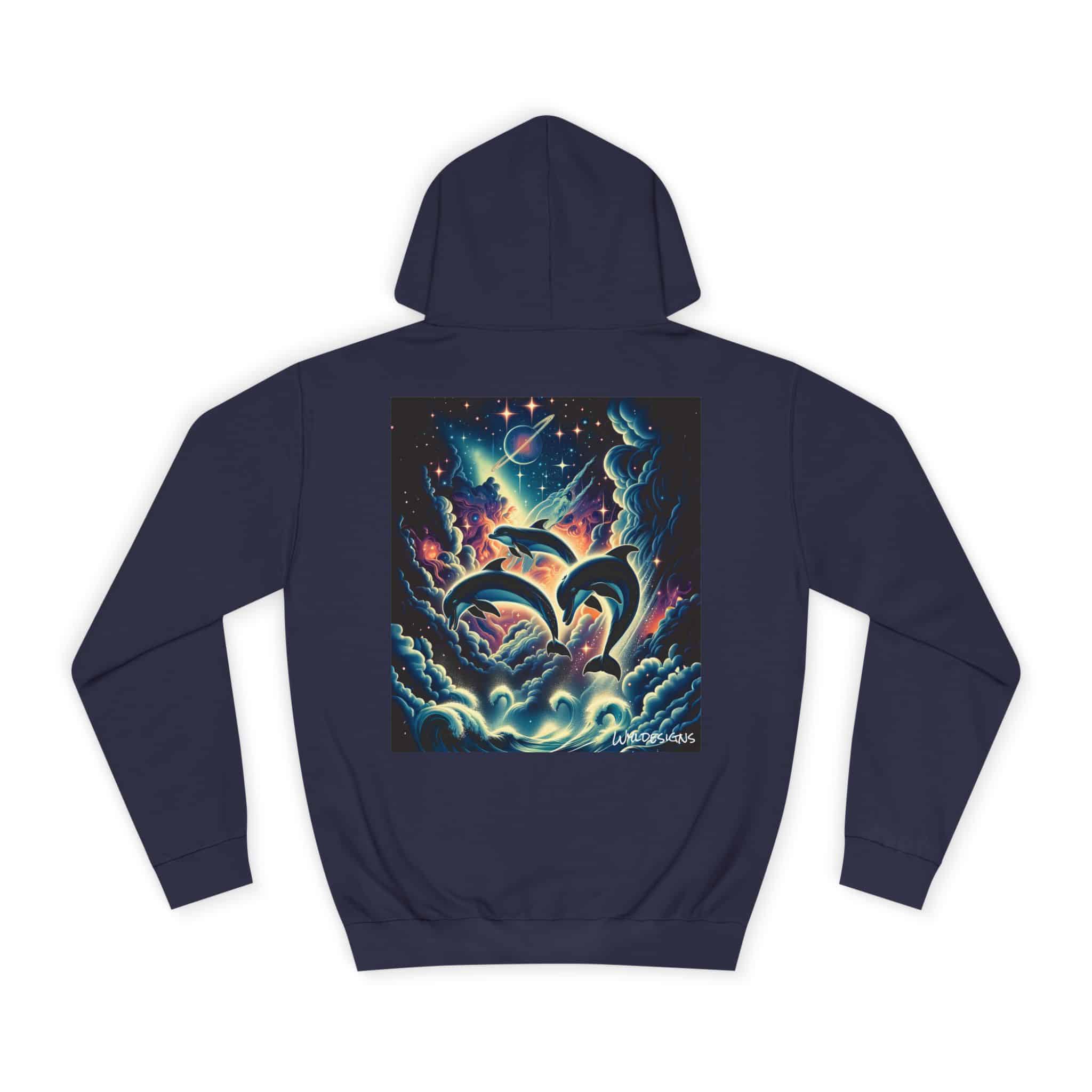 Cosmic Dolphins WD-D008 By Wyldesigns Unisex College Hoodie