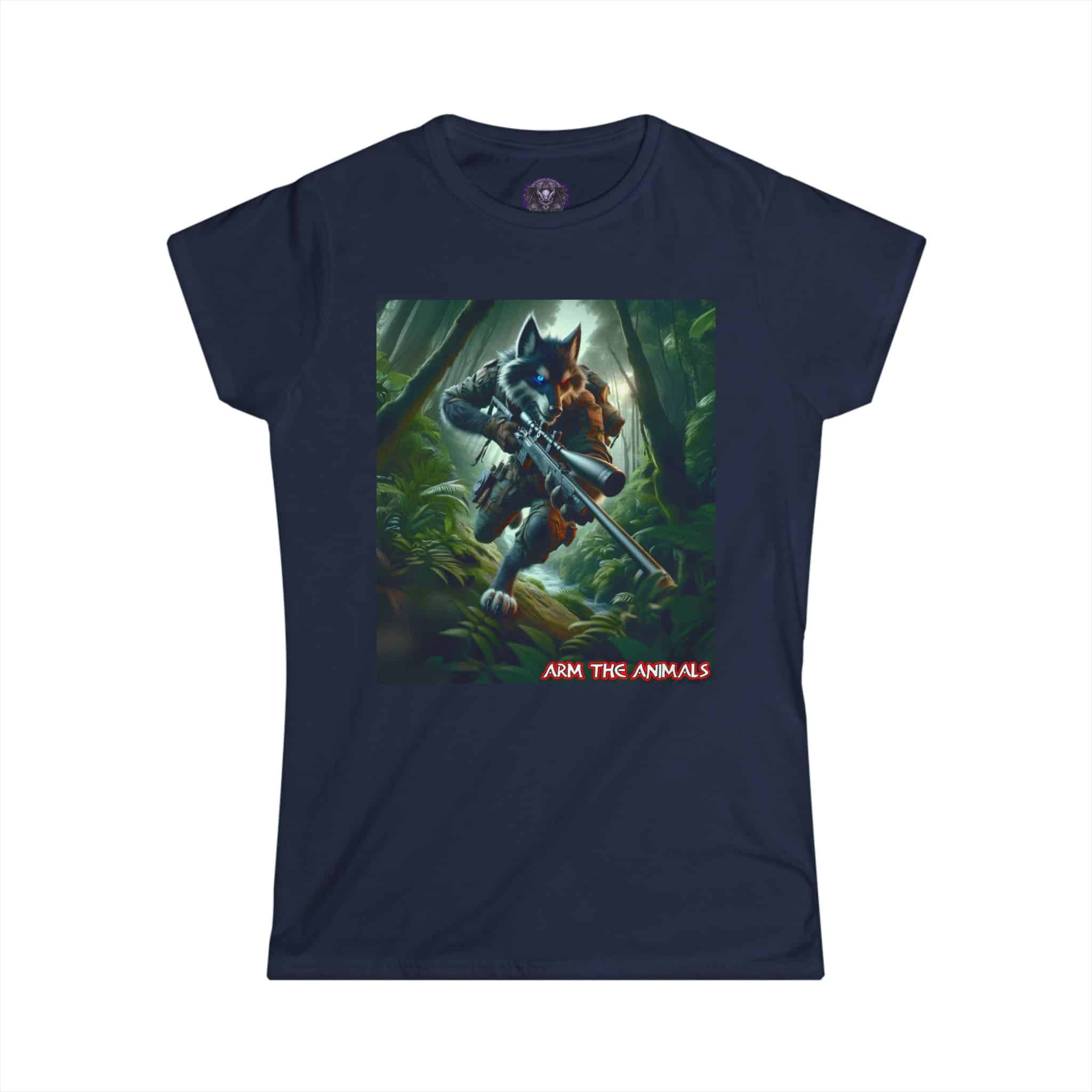 Arm The Animals: Hunter Wolf #AA-D-W001 Women's Softstyle Tee - Image 31