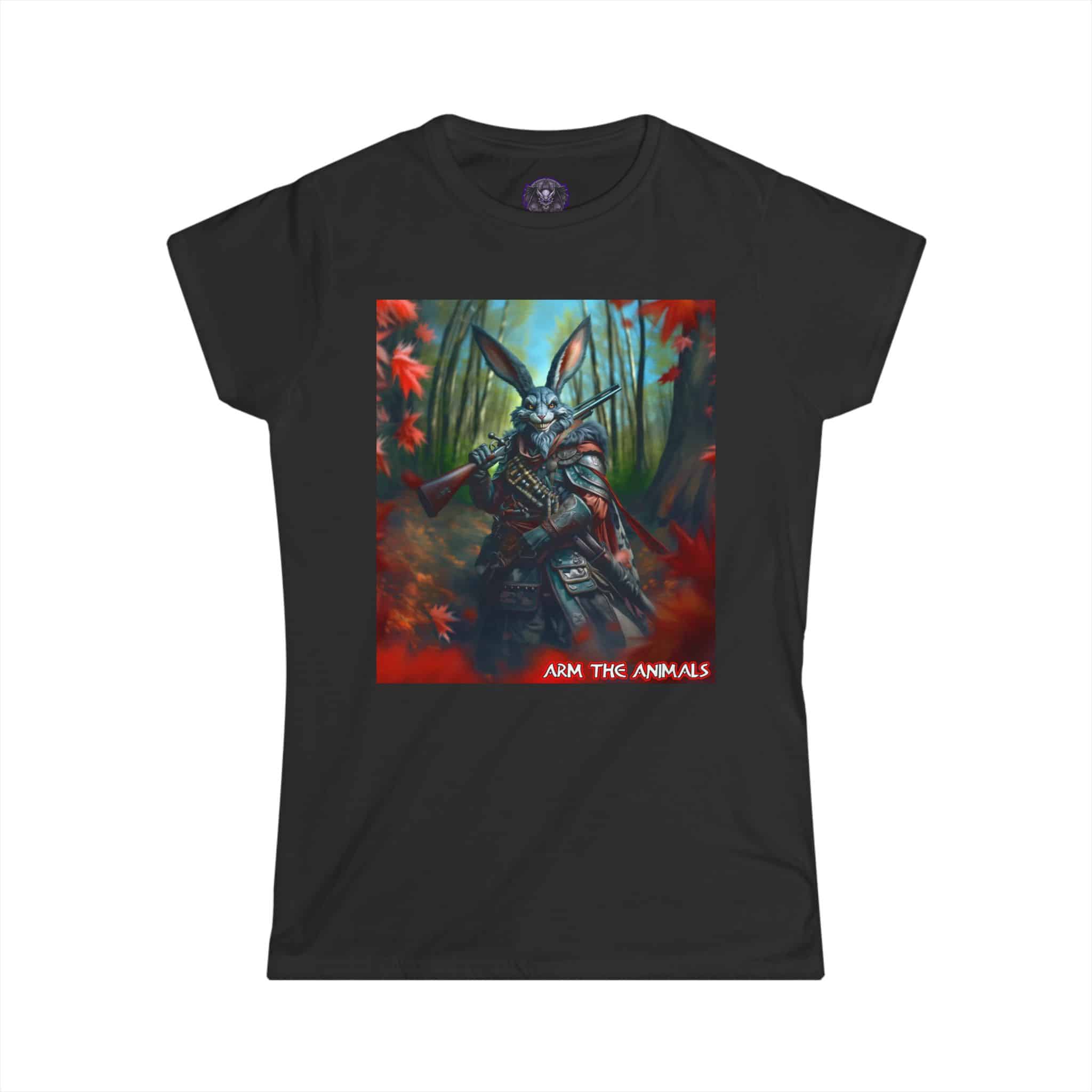Arm The Animals: Hunter Rabbit #AA-D-Ra001 Women's Softstyle Tee - Image 7