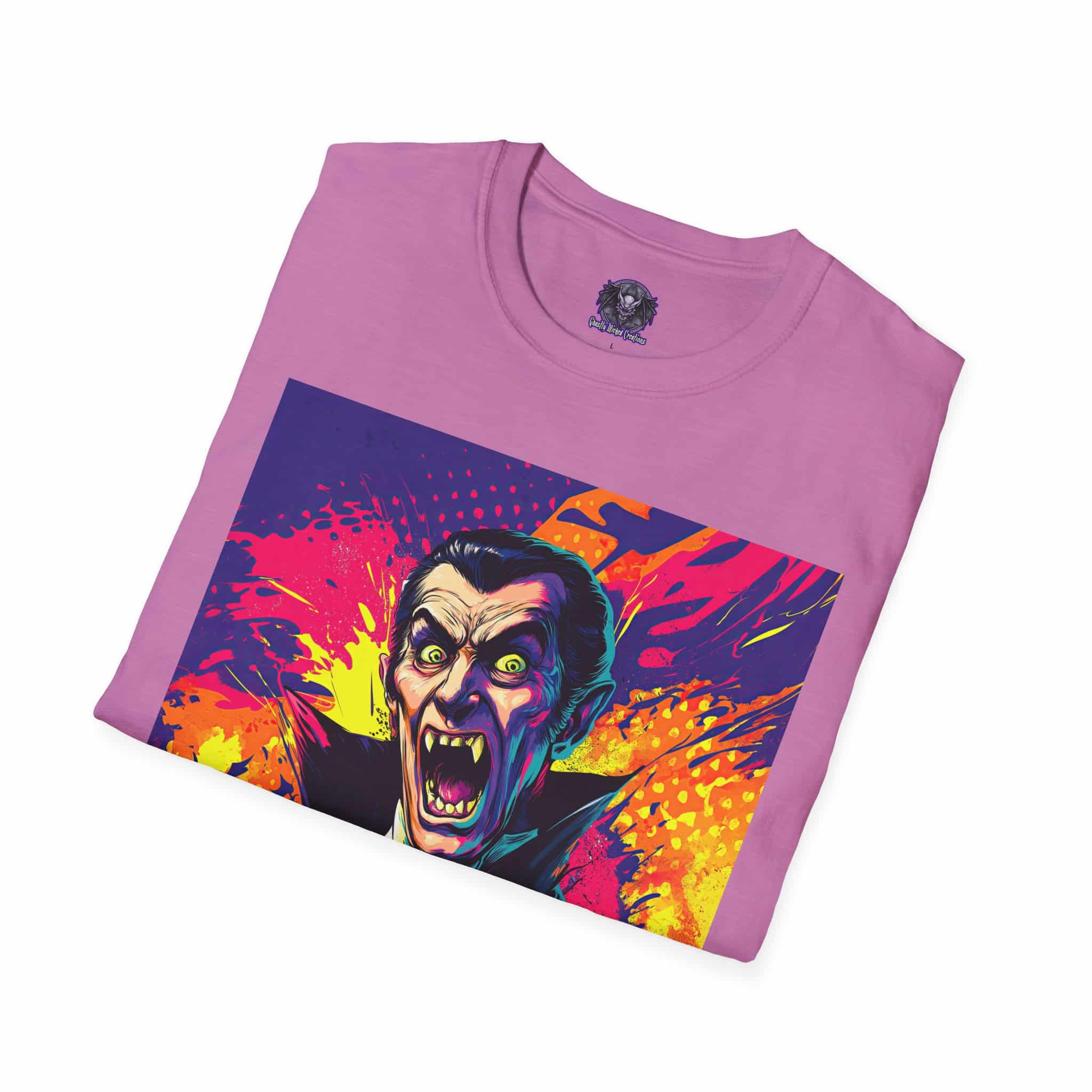 Dracula Pop Art 60's Style Unisex T-Shirt - Image 36