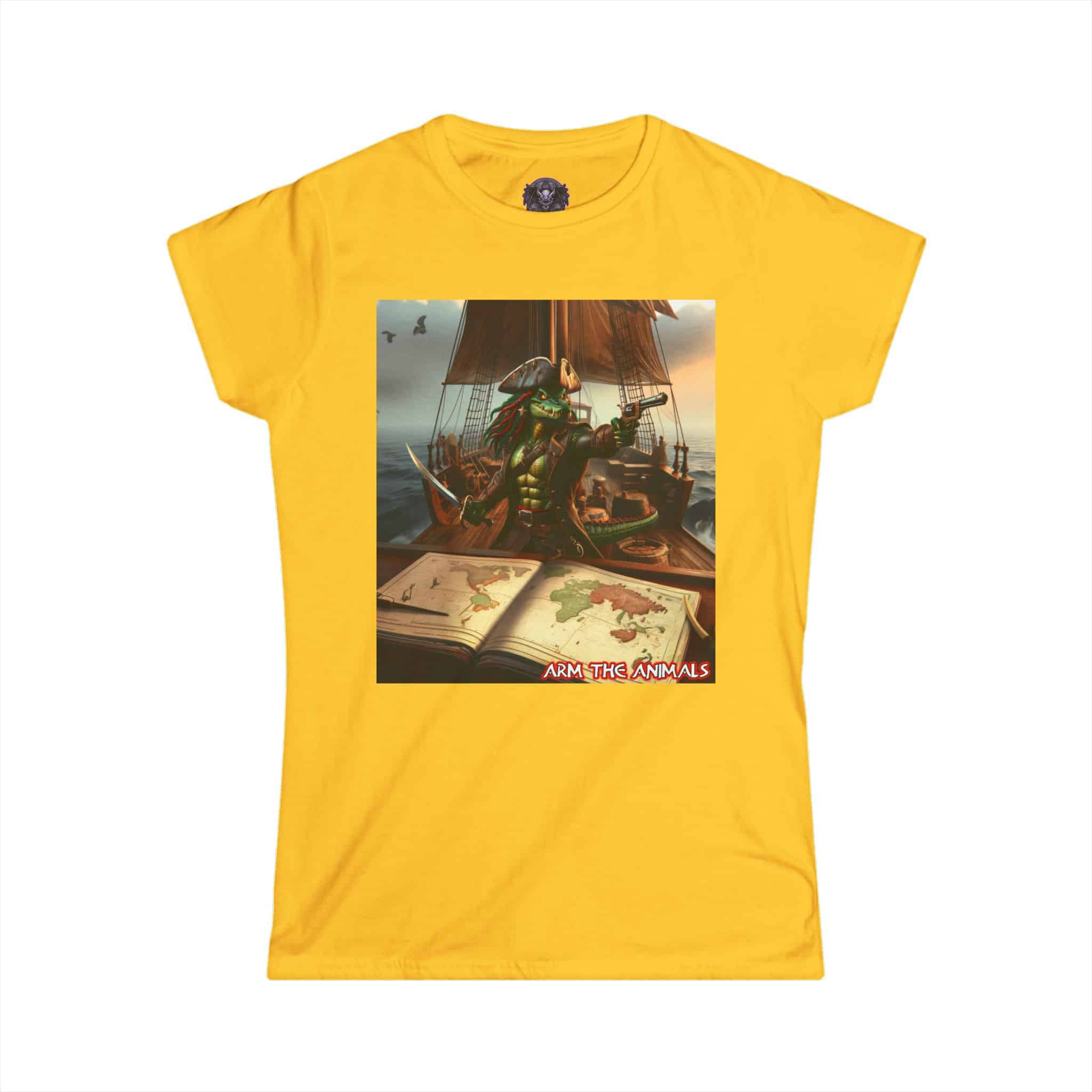 Arm The Animals: Pirate Gator Navigating #AA-D-PG002b Women's Softstyle Tee - Image 13