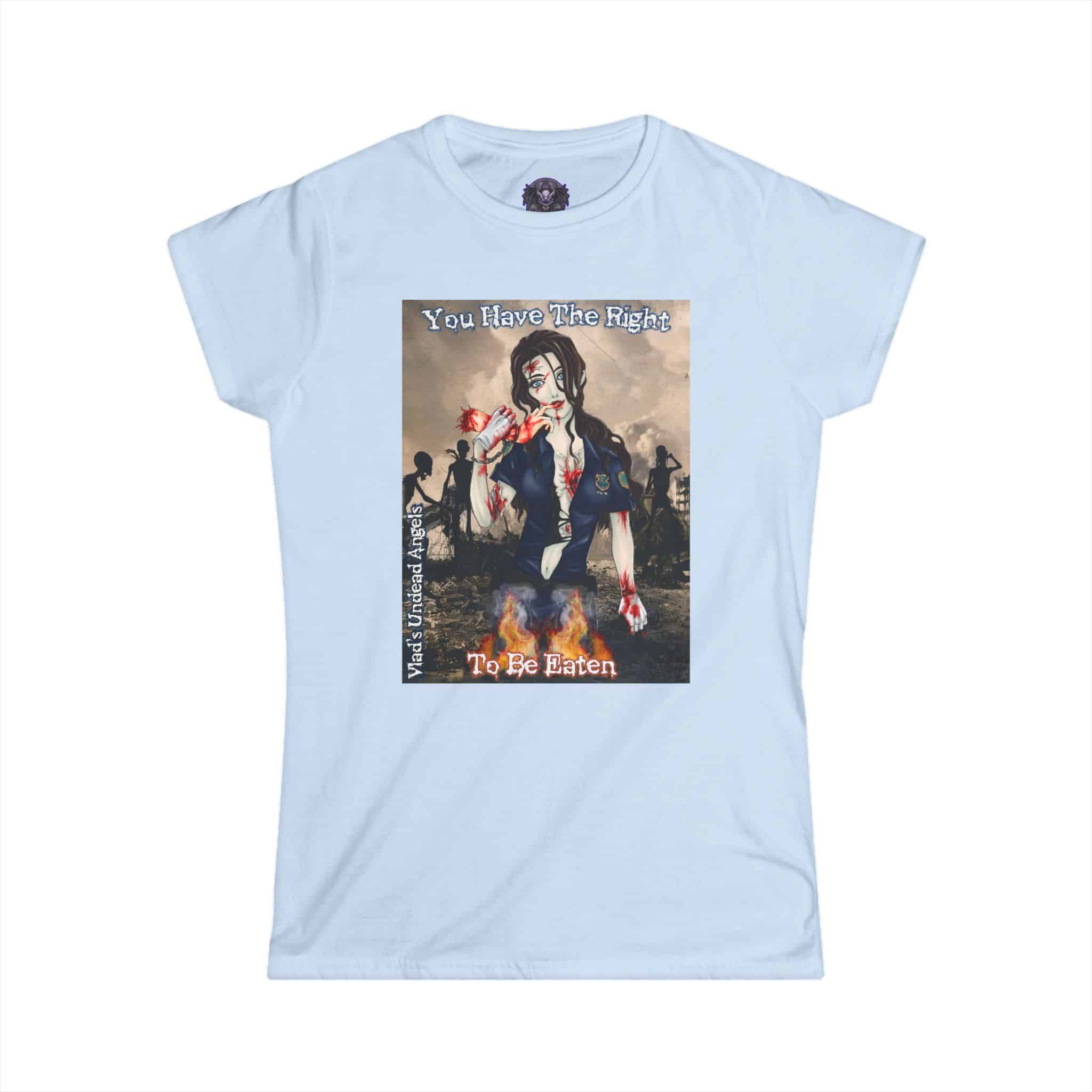 Terri Undead Angel Zombie Police Officer - Classic Art w/Text Re-Issue Women's Softstyle Tee - Image 34