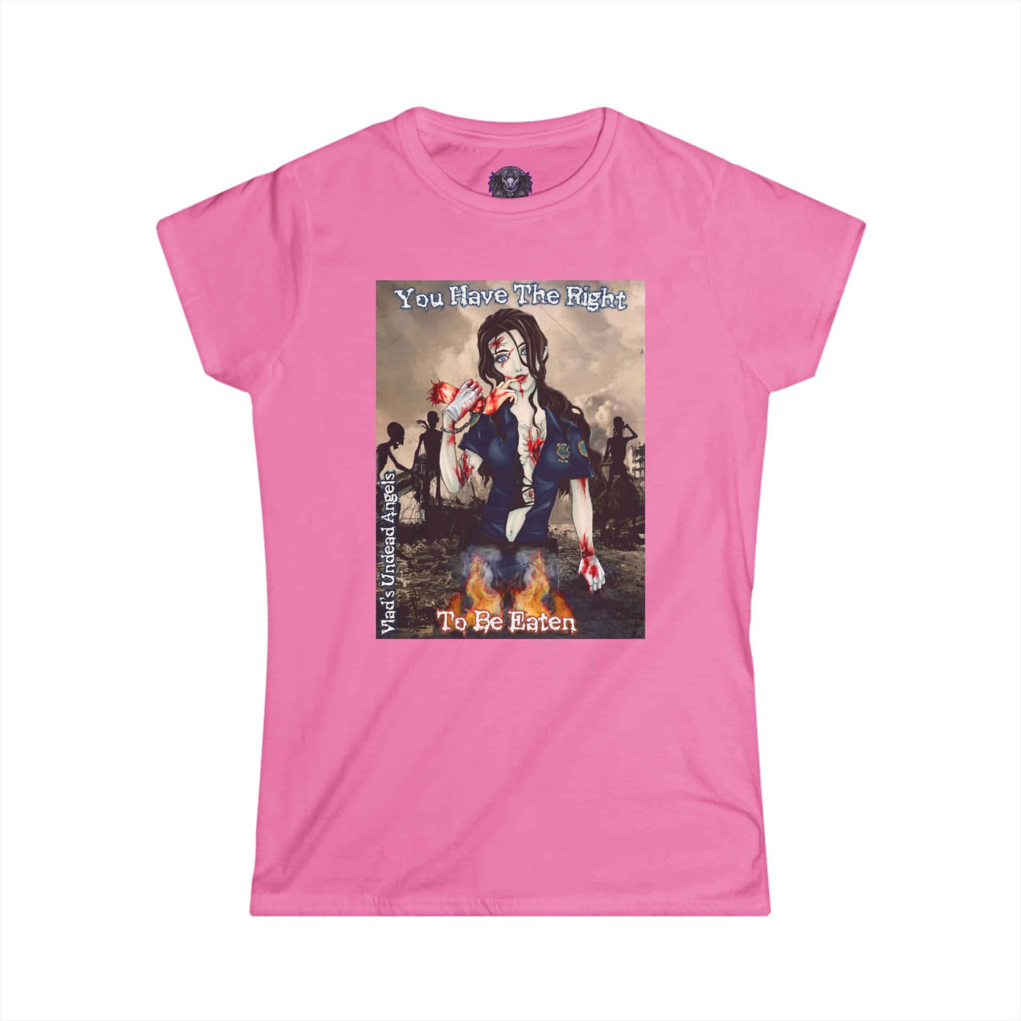 Terri Undead Angel Zombie Police Officer - Classic Art w/Text Re-Issue Women's Softstyle Tee - Image 43