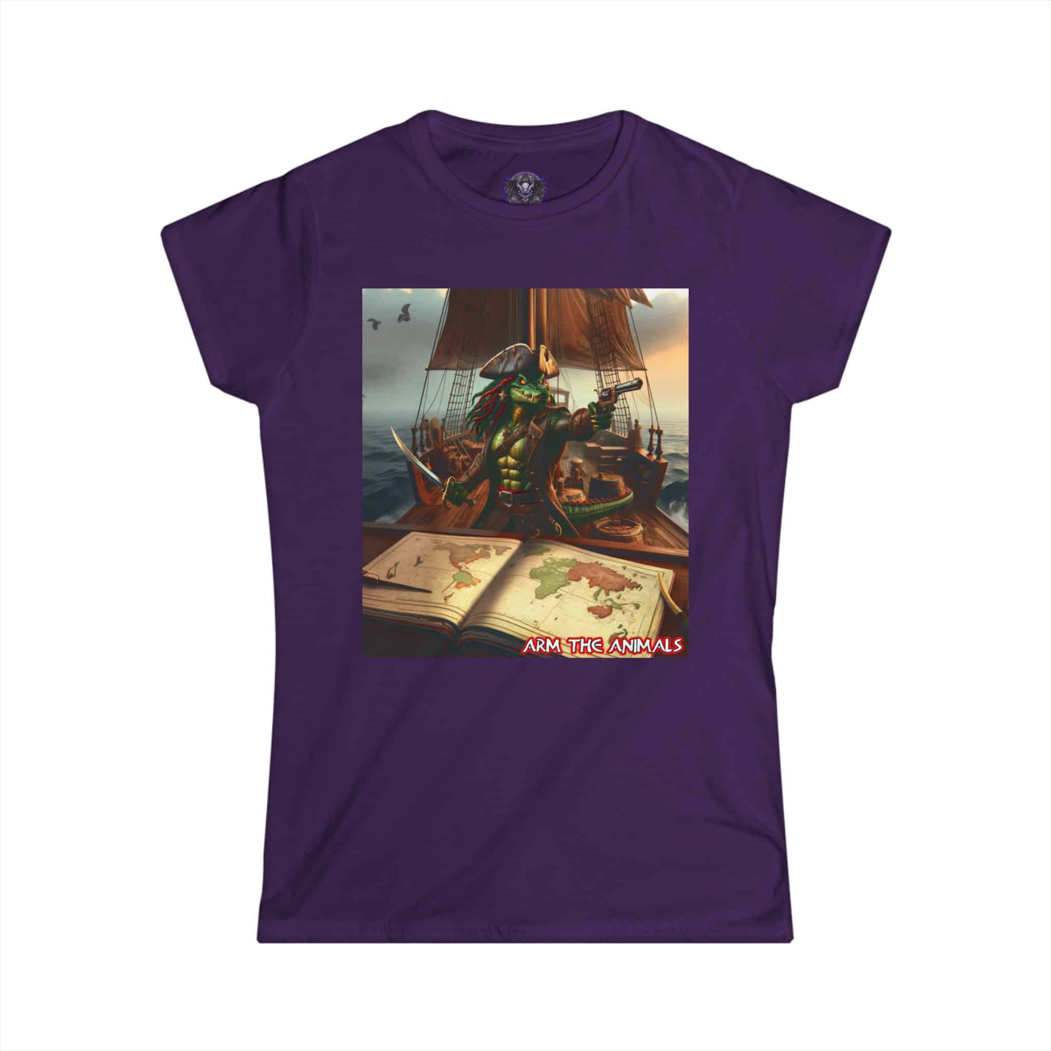 Arm The Animals: Pirate Gator Navigating #AA-D-PG002b Women's Softstyle Tee - Image 37