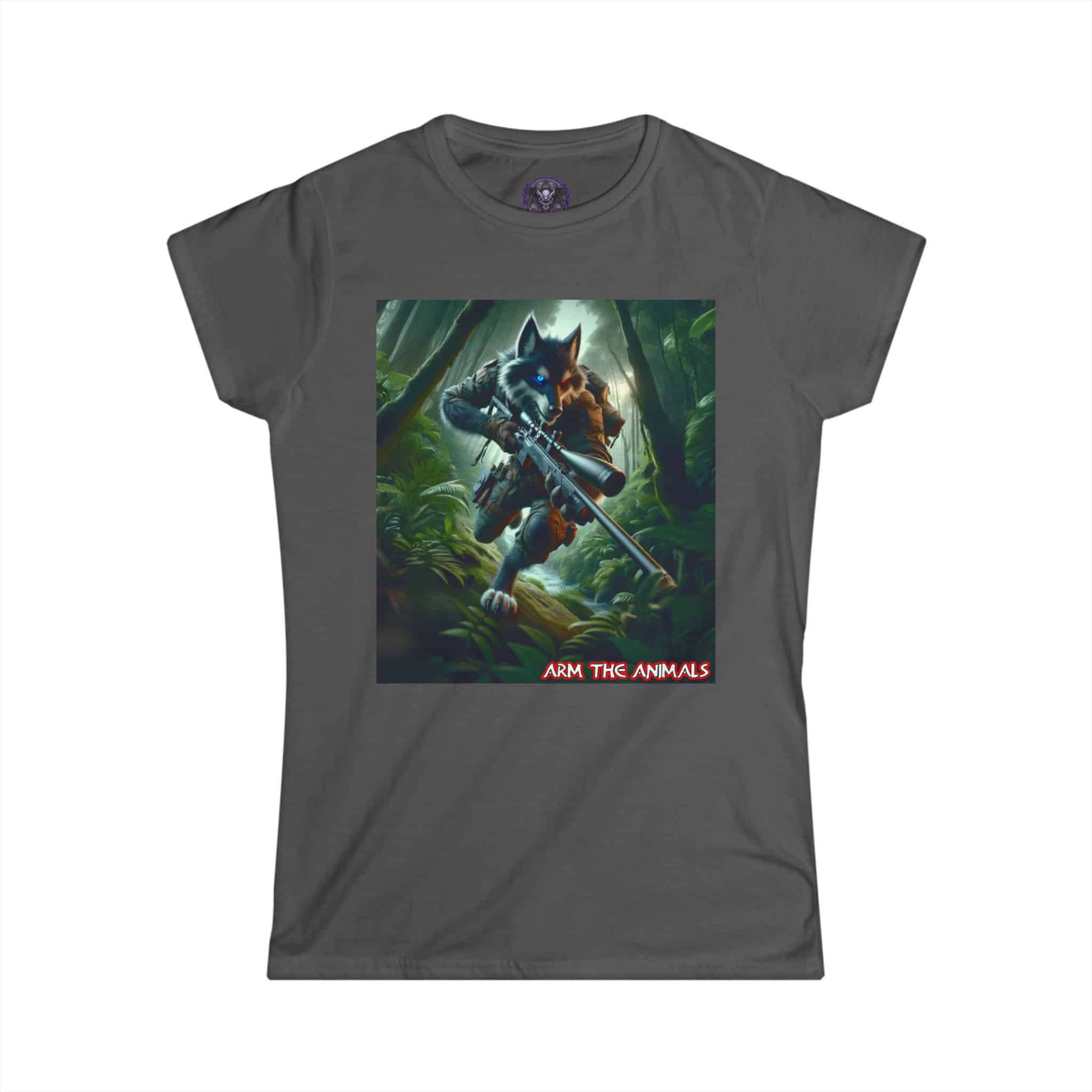 Arm The Animals: Hunter Wolf #AA-D-W001 Women's Softstyle Tee - Image 25