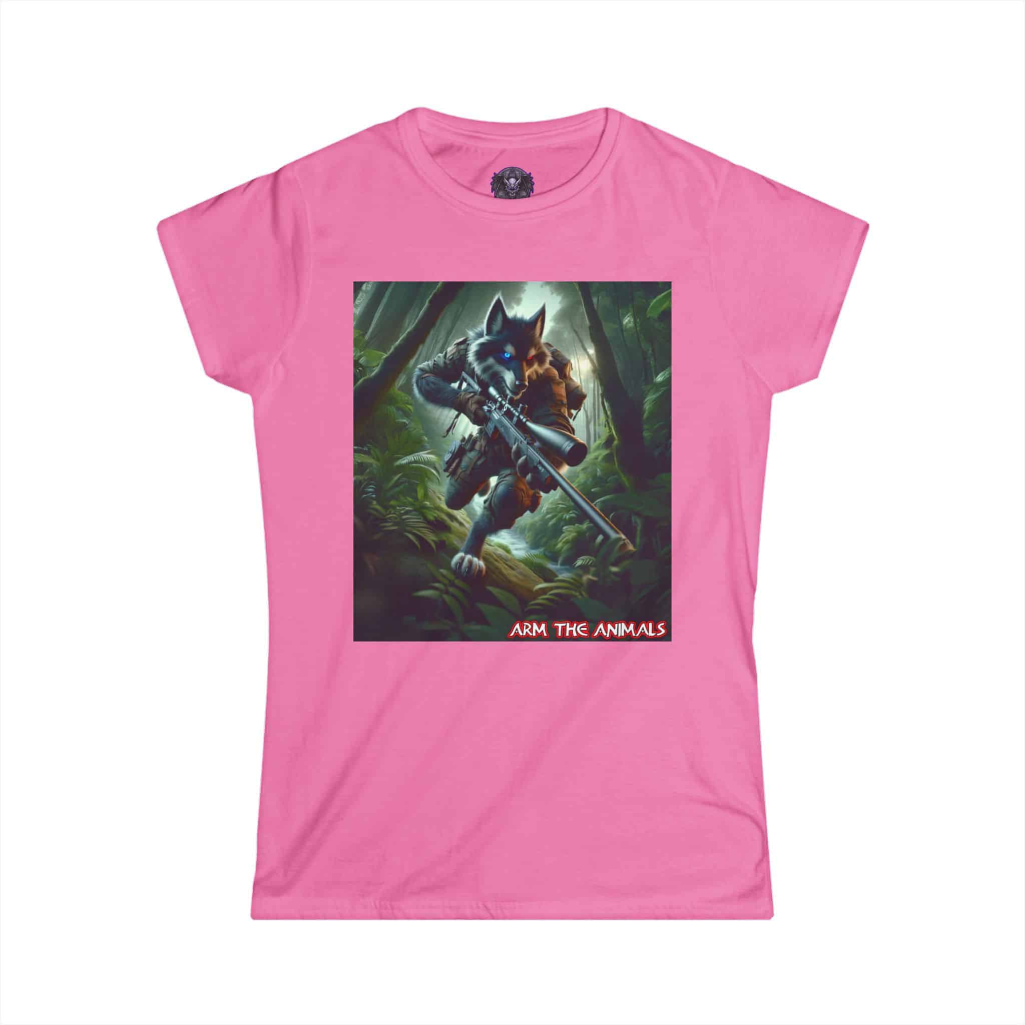 Arm The Animals: Hunter Wolf #AA-D-W001 Women's Softstyle Tee - Image 40