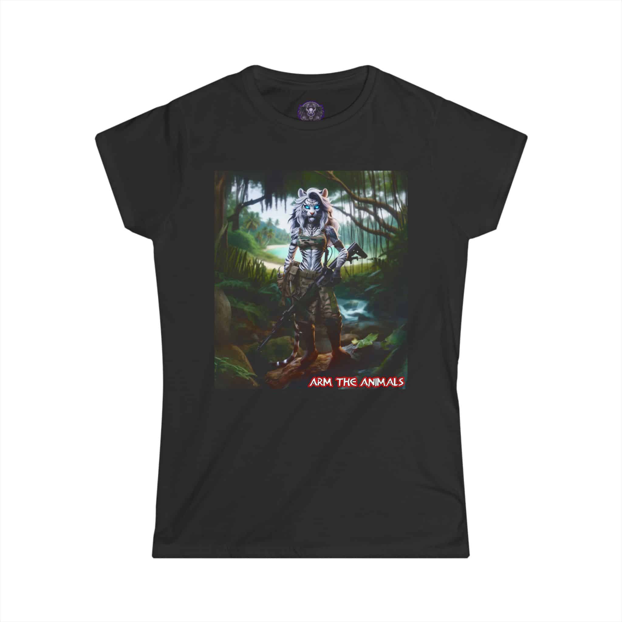 Arm The Animals: White Tiger Girl #AA-D-WT001 Women's Softstyle Tee - Image 7