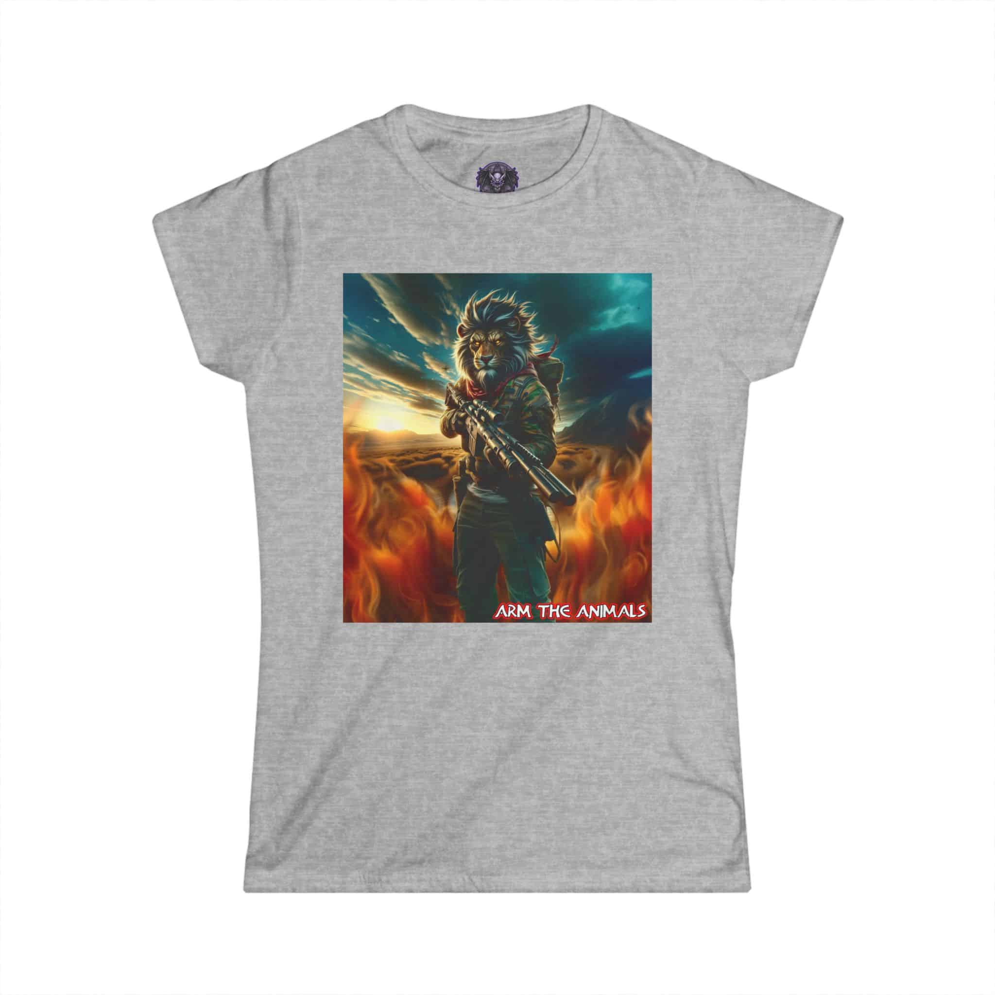 Arm The Animals: Hunter Lion #AA-D-Li001 Women's Softstyle Tee - Image 10