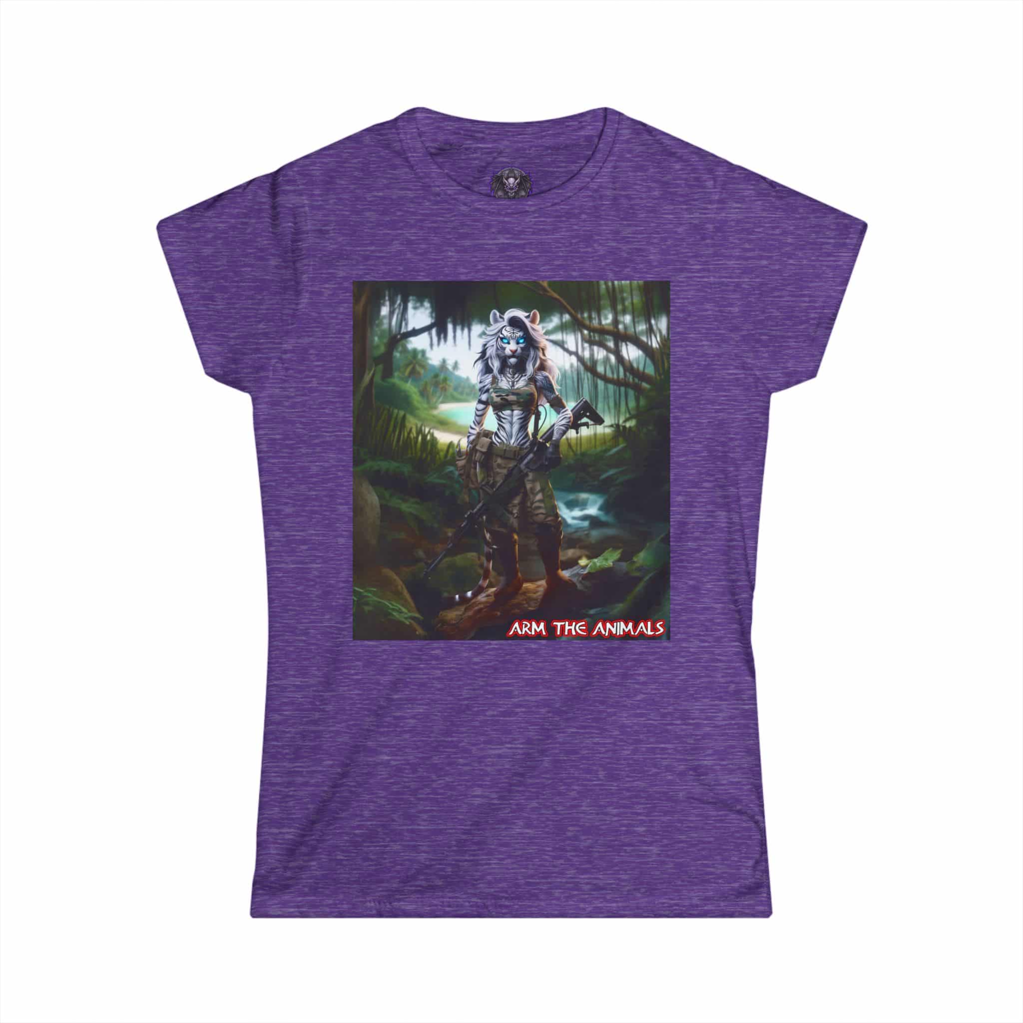 Arm The Animals: White Tiger Girl #AA-D-WT001 Women's Softstyle Tee - Image 34