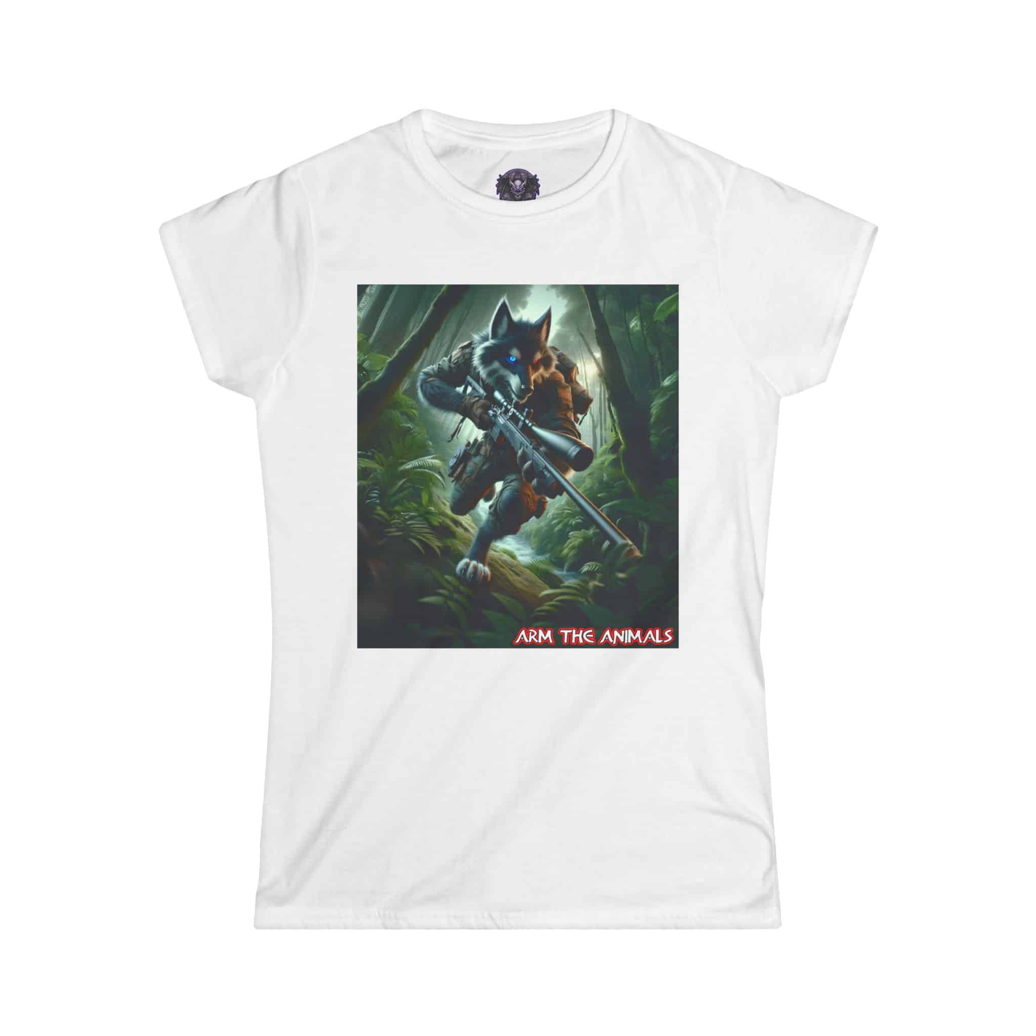 Arm The Animals: Hunter Wolf #AA-D-W001 Women's Softstyle Tee - Image 4