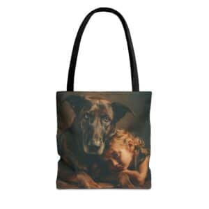 Personalized Portrait Tote Bag — Vintage-Look Animal Love Shoulder Bag