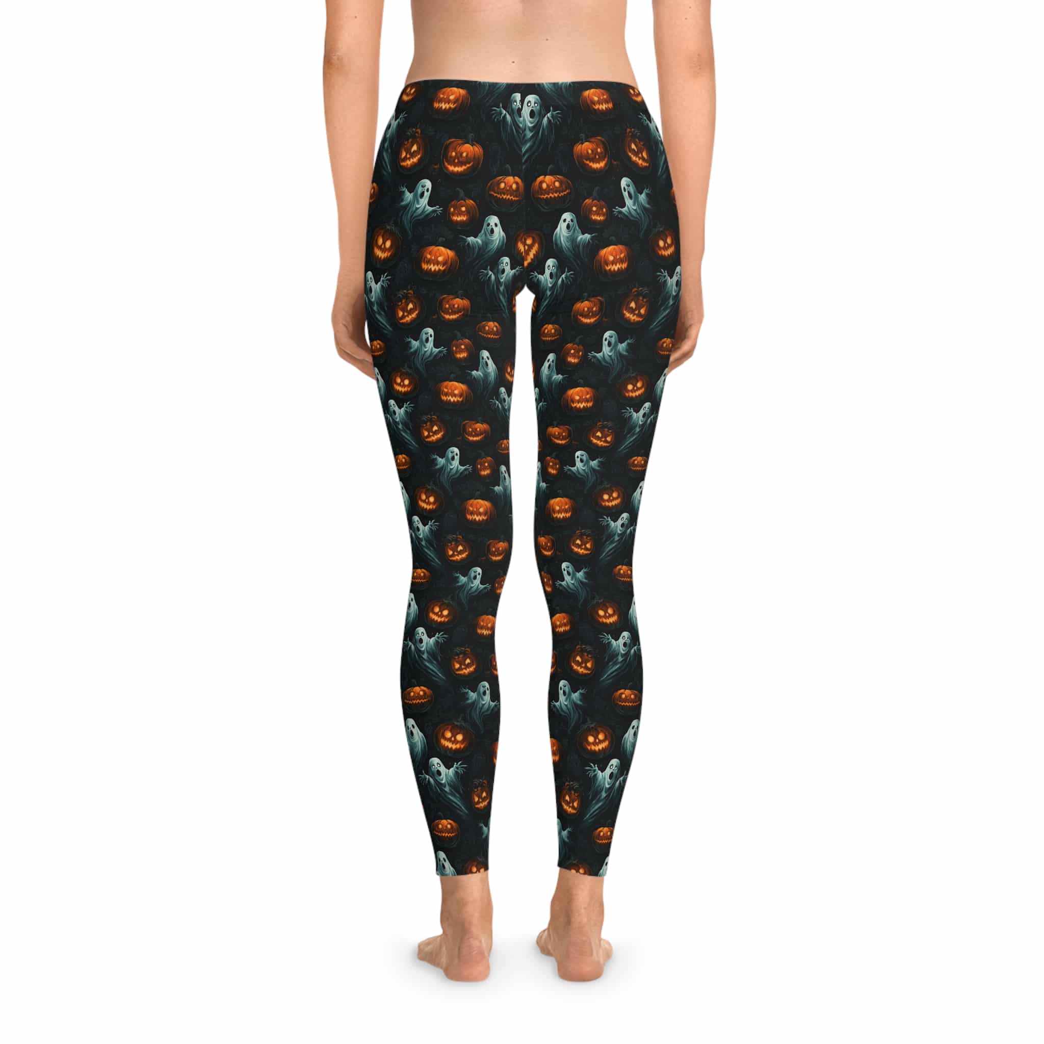 Ghosts & Pumpkins Pattern 3 Stretchy Leggings, Comfortable Fitness Wear - Image 5