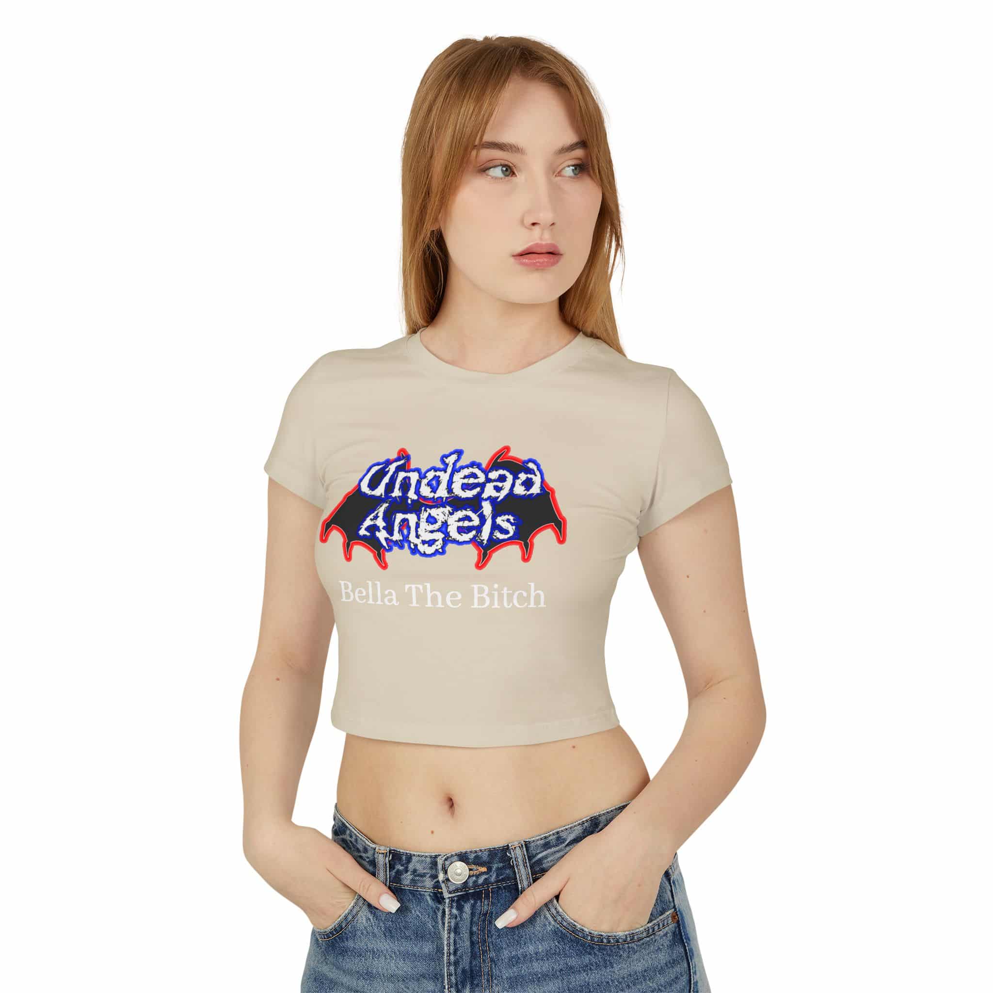 Personalized Undead Angels Logo Women's Baby Tee With Your Name - Image 6