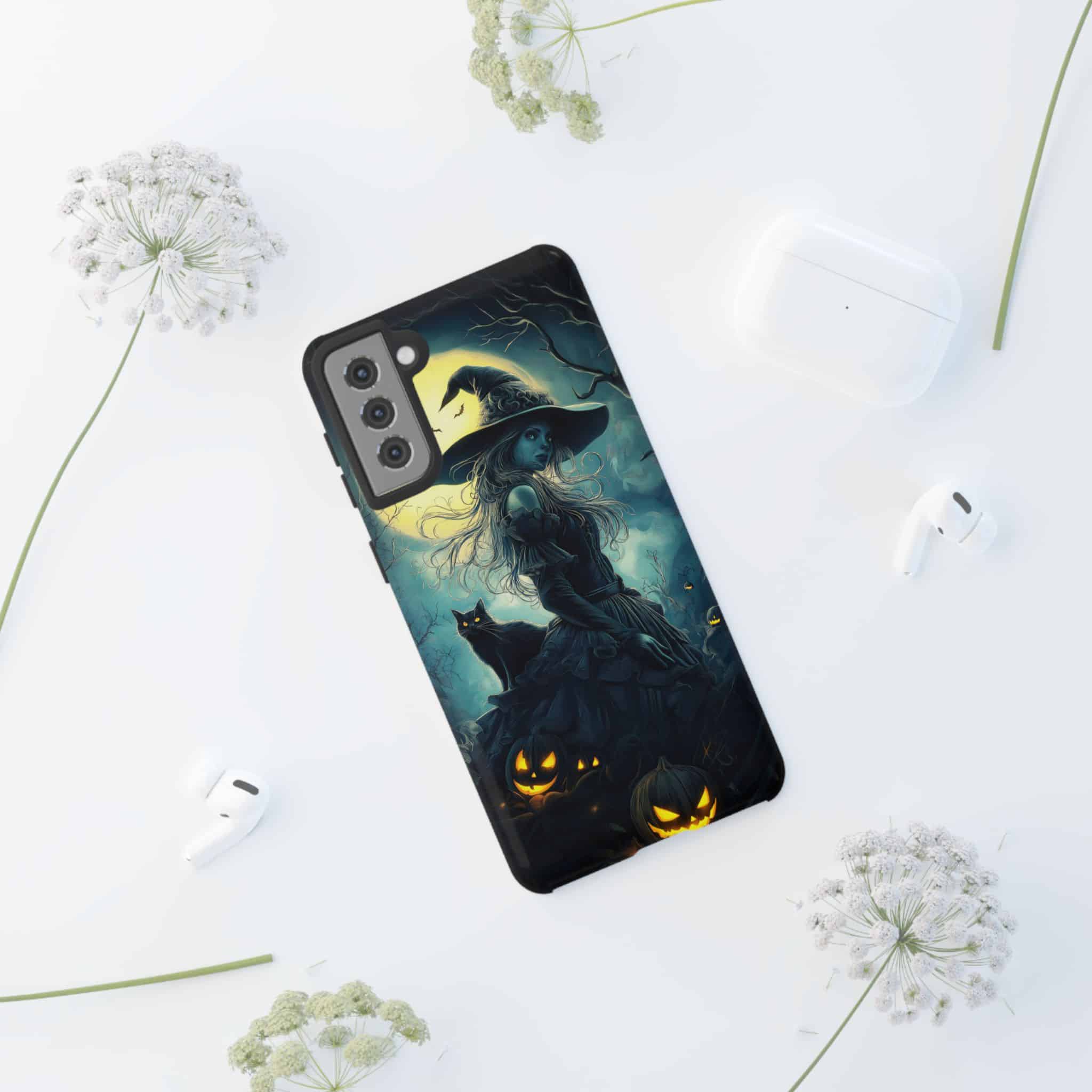 Witch With Black Cat By Moonlight #MJ-W001 Samsung S21, S22, S23, S24 Plus & Ultra Tough Cases - Image 2
