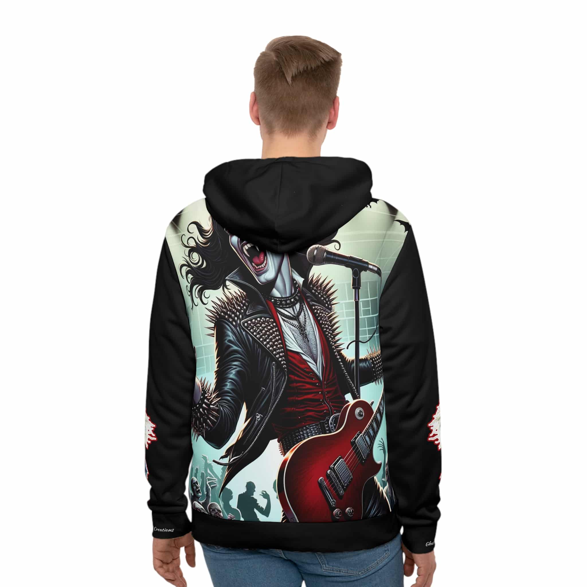 Monster Mosh 2024 Tour Drac On Guitar MM-D009 Men's Hoodie (AOP) - Image 4