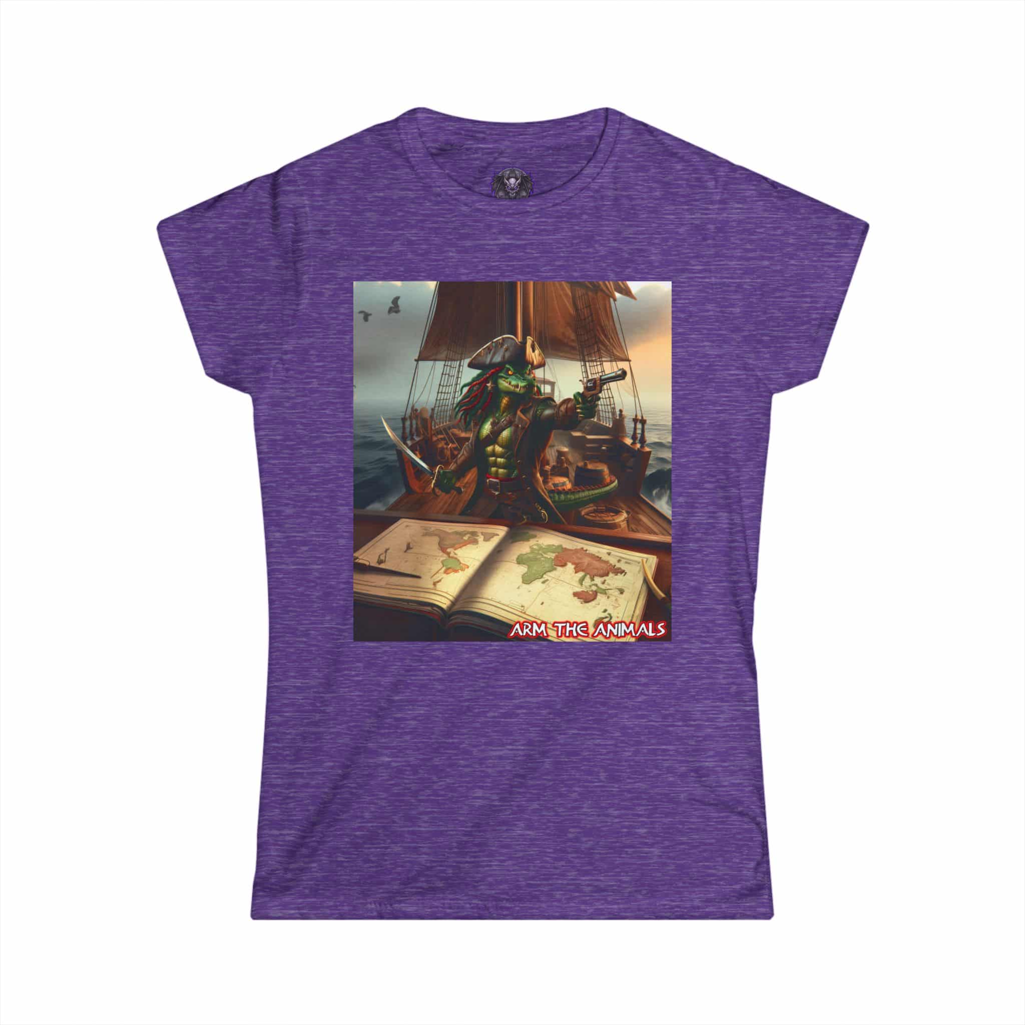 Arm The Animals: Pirate Gator Navigating #AA-D-PG002b Women's Softstyle Tee - Image 34