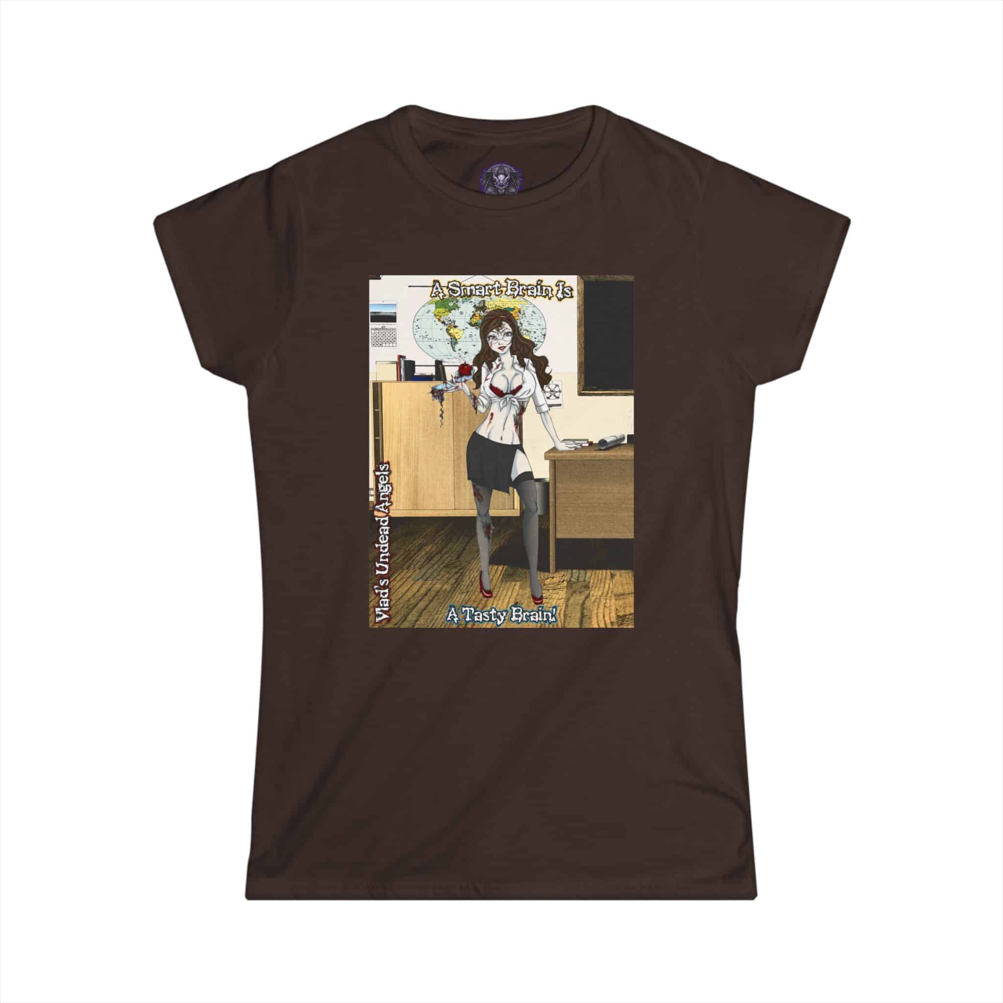 Charlotte Undead Angel Zombie Teacher – Classic Art w/Text Re-Issue Women's Softstyle Tee - Image 4