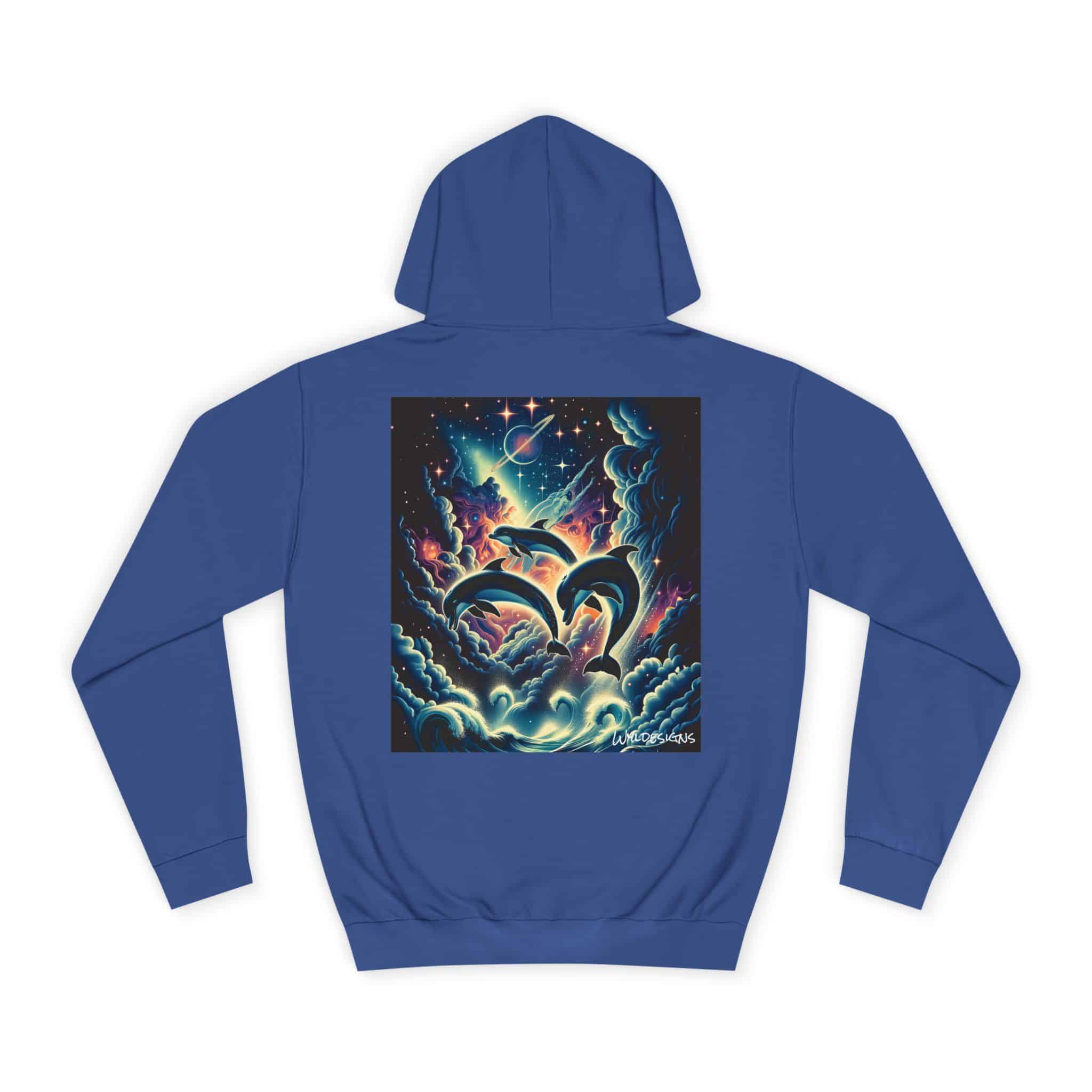 Cosmic Dolphins WD-D008 By Wyldesigns Unisex College Hoodie - Image 14