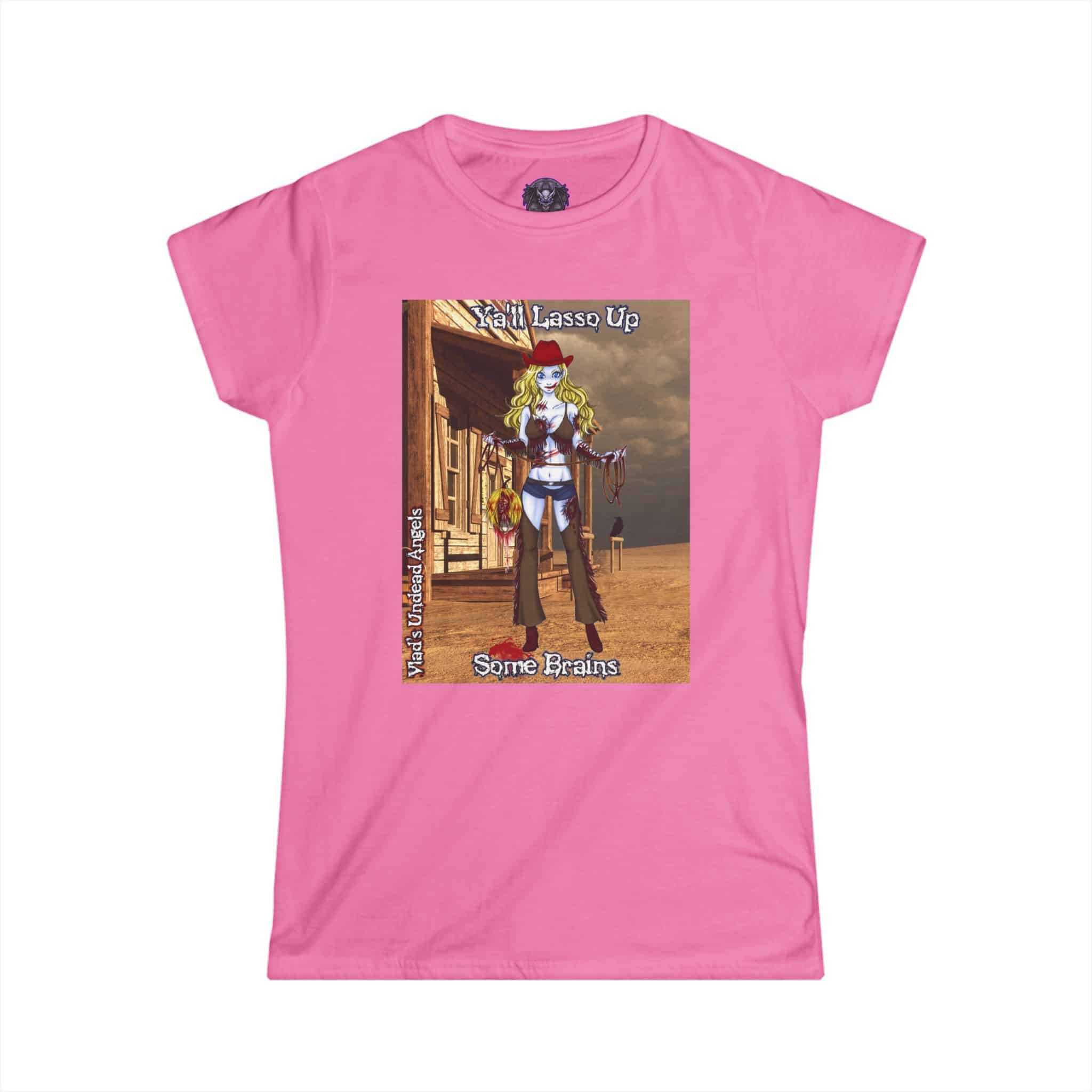 Cassidy Undead Angel Zombie Cowgirl – Classic Art w/Text Re-Issue Women's Softstyle Tee - Image 43