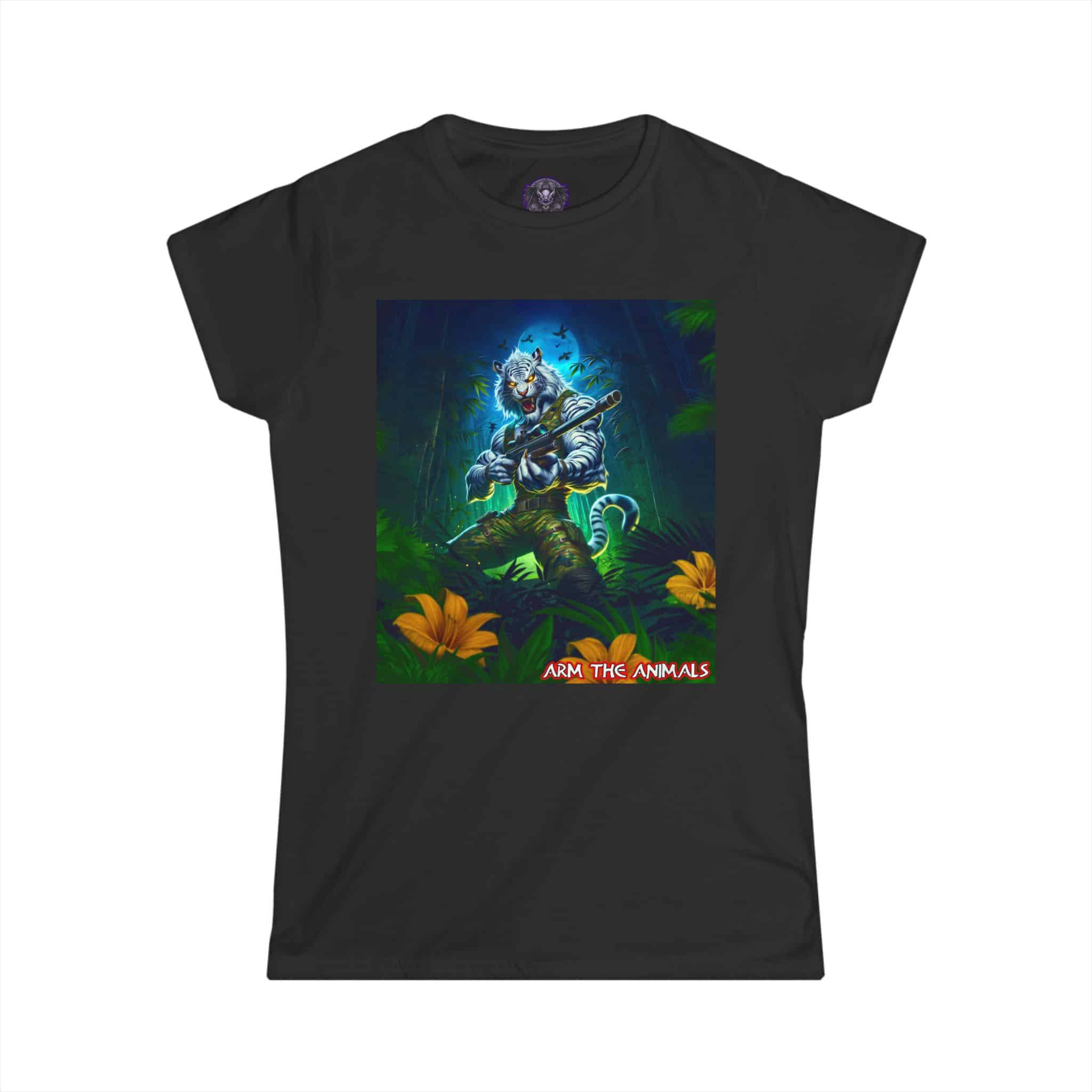 Arm The Animals: Commando Tiger #AA-D-WT003 Women's Softstyle Tee - Image 5