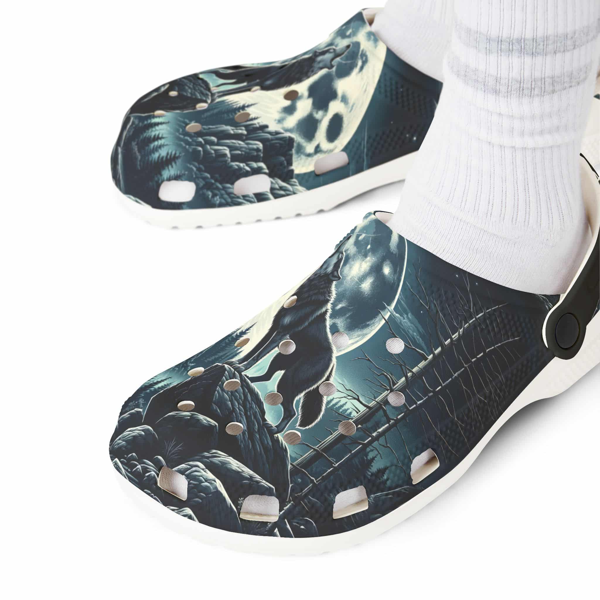 Wolf Howling WD-D001 By Wyldesigns - Clog Shoes - Image 16