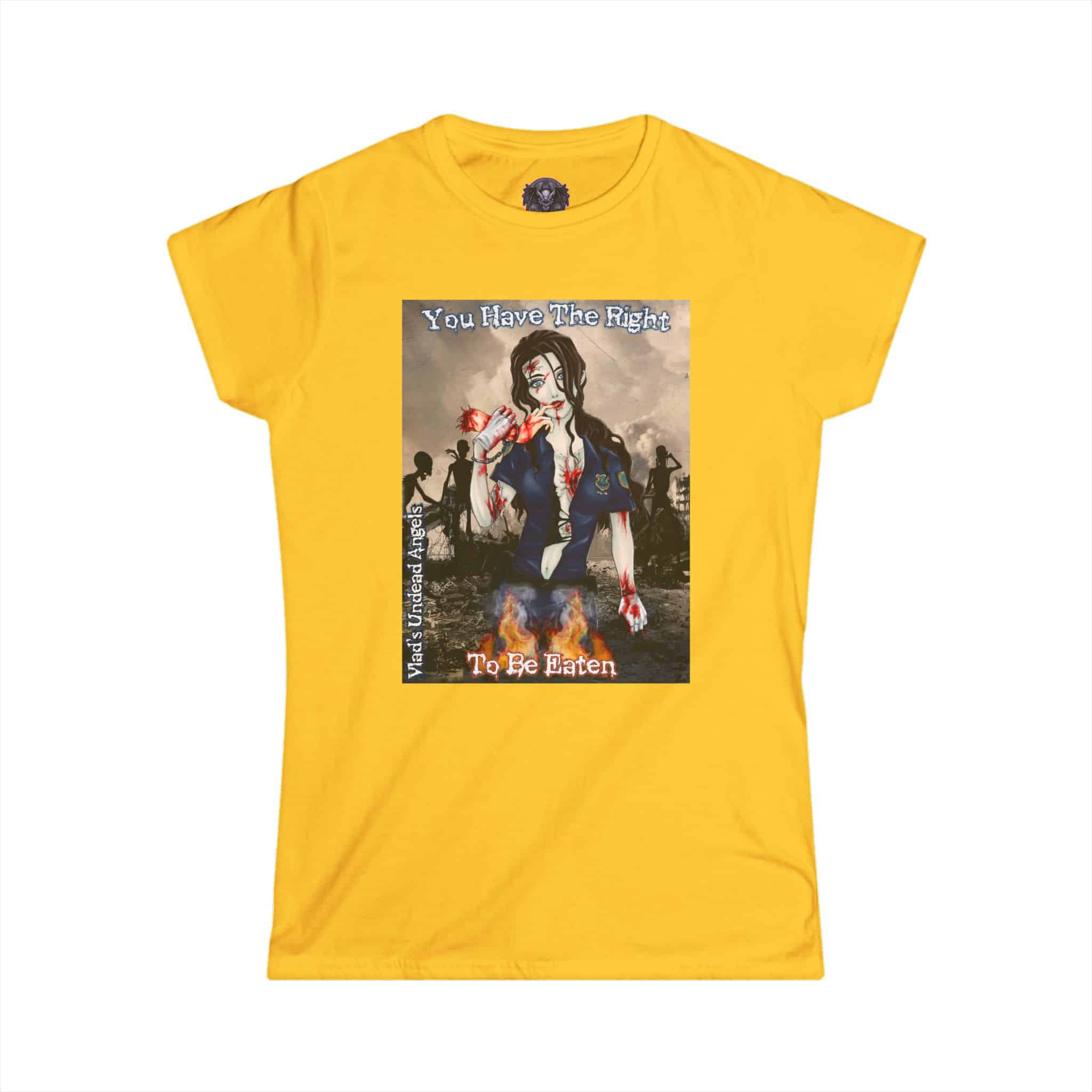 Terri Undead Angel Zombie Police Officer - Classic Art w/Text Re-Issue Women's Softstyle Tee - Image 25