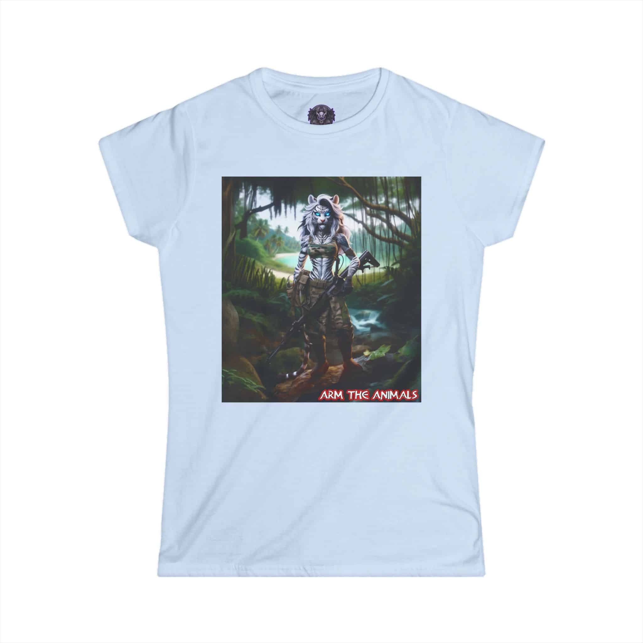Arm The Animals: White Tiger Girl #AA-D-WT001 Women's Softstyle Tee - Image 22
