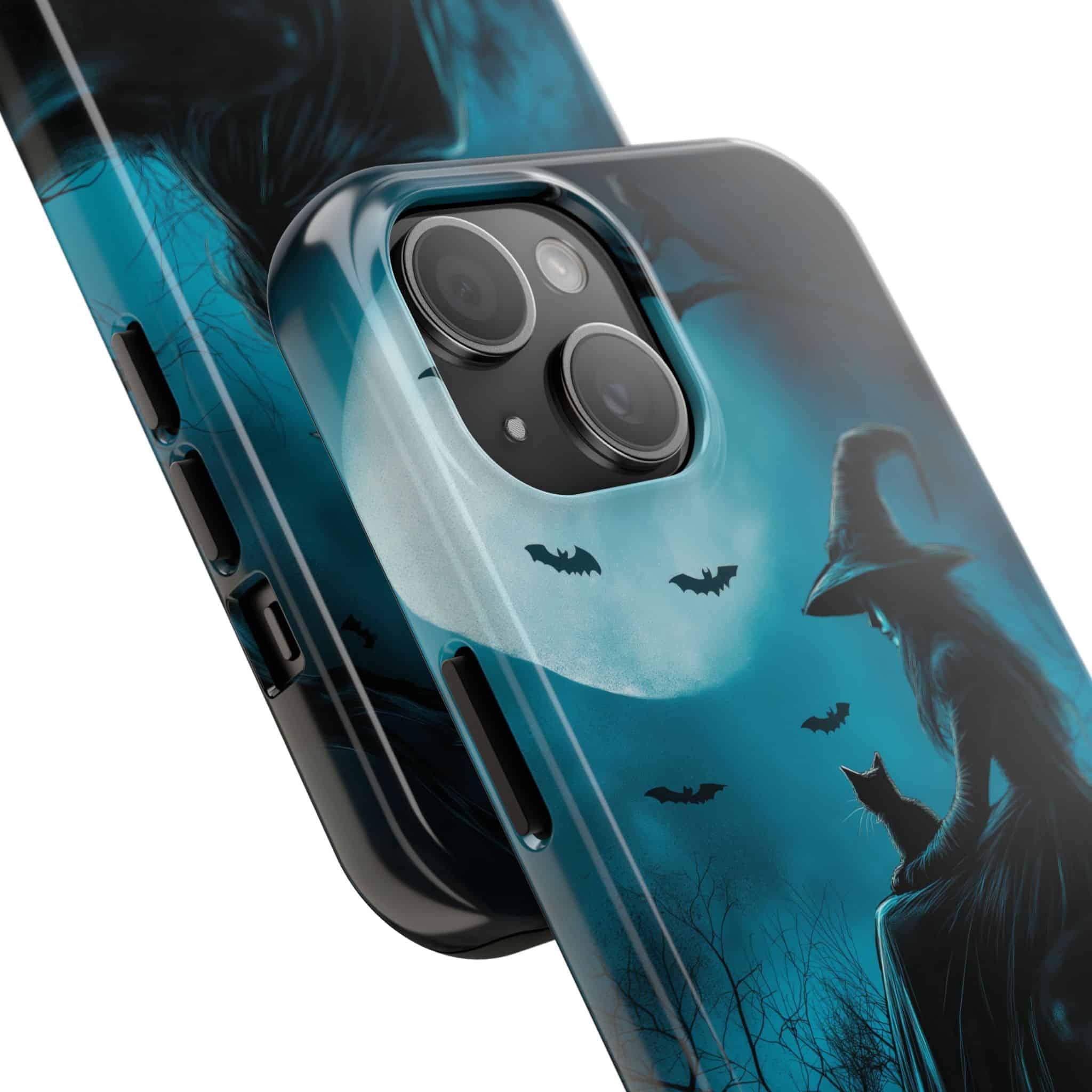 Witch With Black Cat By Moonlight #MJ-W003 iPhone 15 & 16 Tough Phone Cases - Image 2