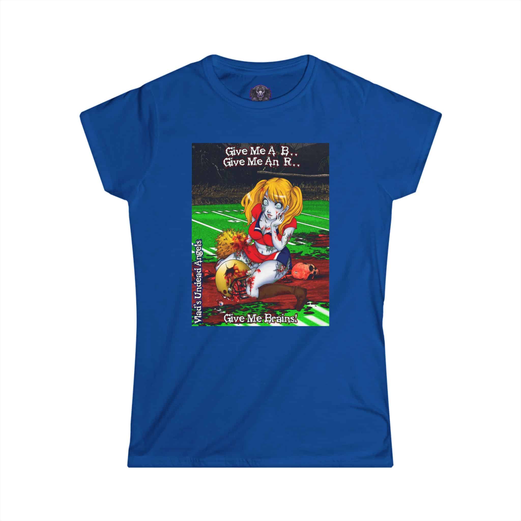 Buffy Undead Angel Zombie Cheerleader – Classic Art w/Text Re-Issue Women's Softstyle Tee - Image 5