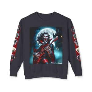 Monster Mosh 2024 Tour Drac on Guitar MM-D001 Deluxe Unisex Lightweight Crewneck Sweatshirt