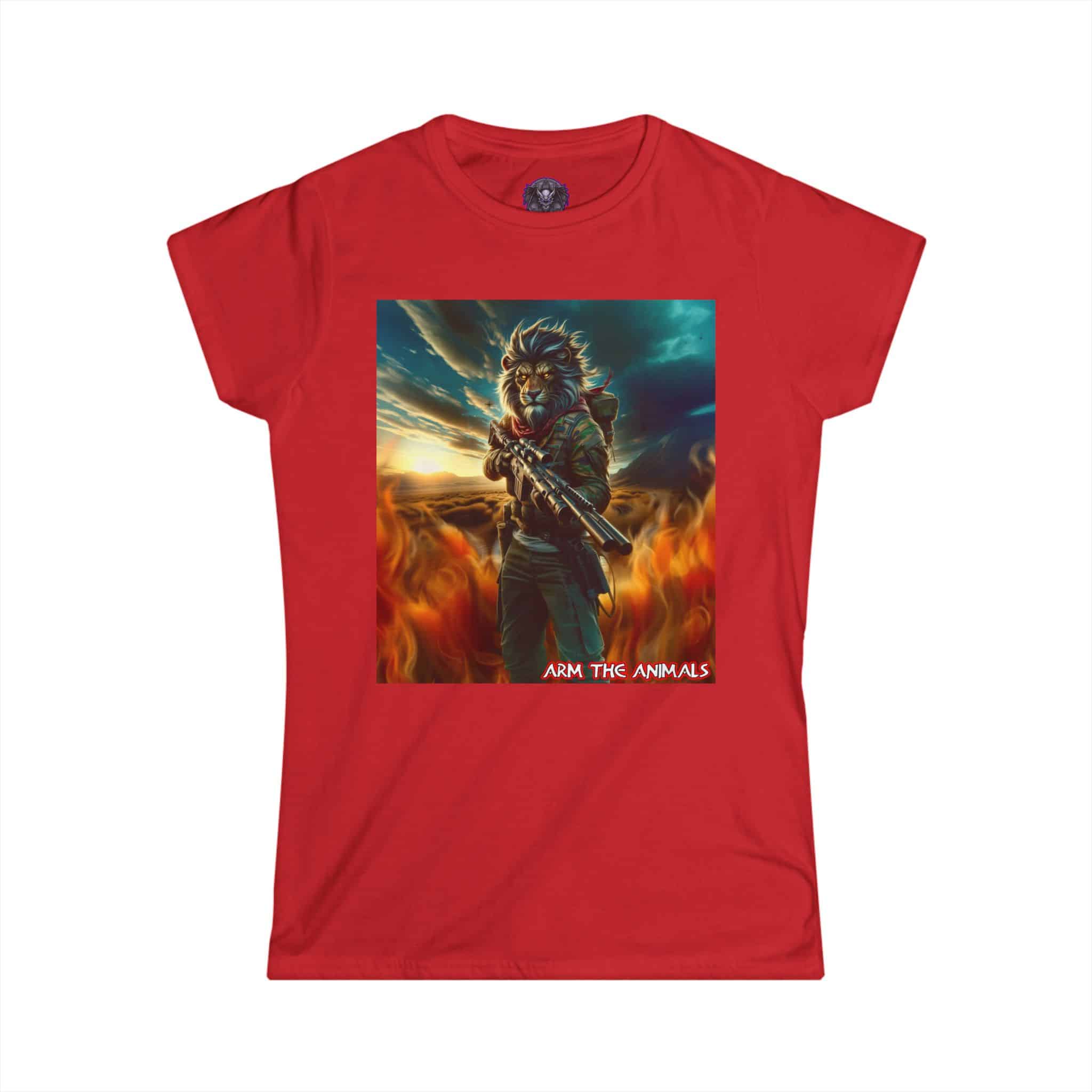 Arm The Animals: Hunter Lion #AA-D-Li001 Women's Softstyle Tee - Image 43