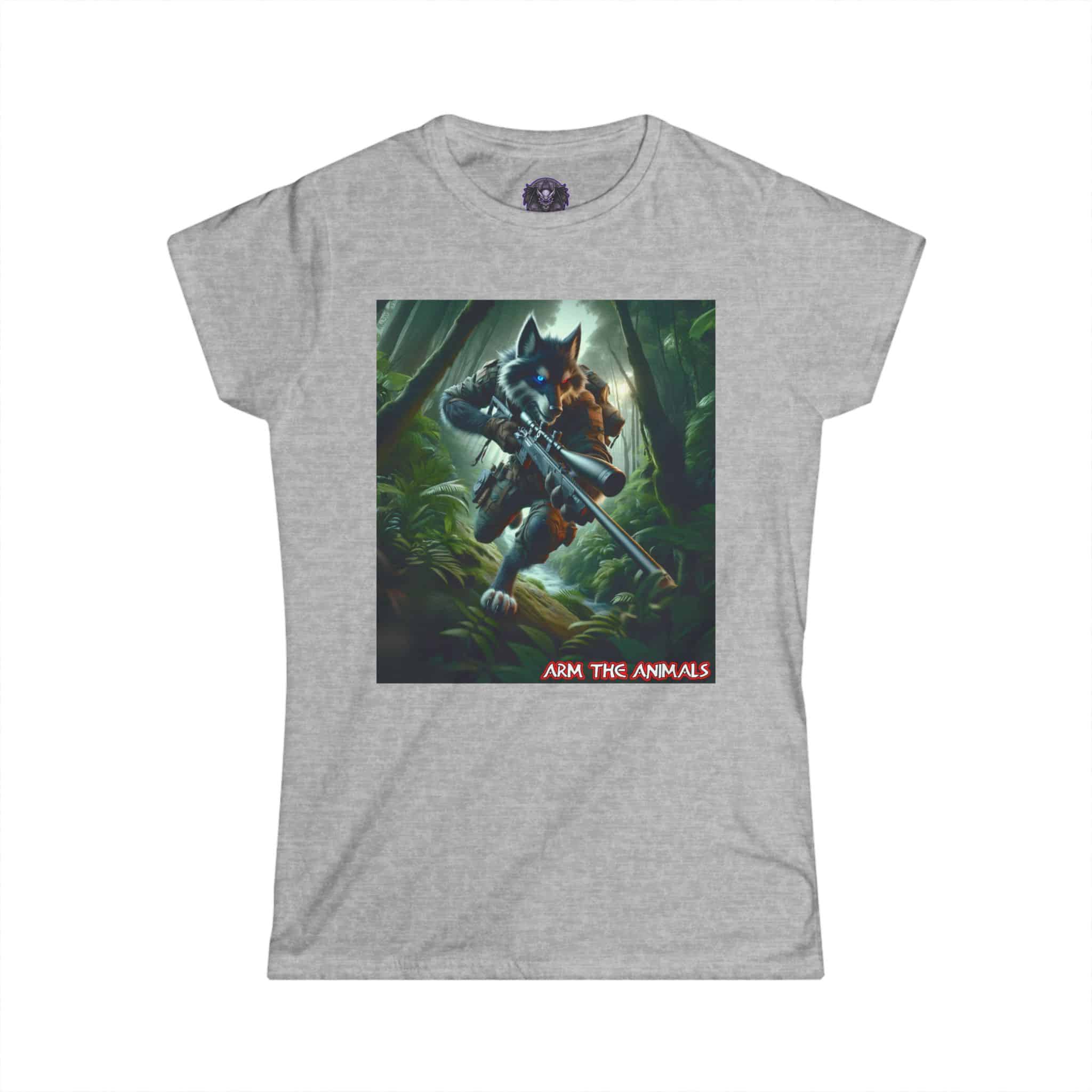 Arm The Animals: Hunter Wolf #AA-D-W001 Women's Softstyle Tee - Image 10