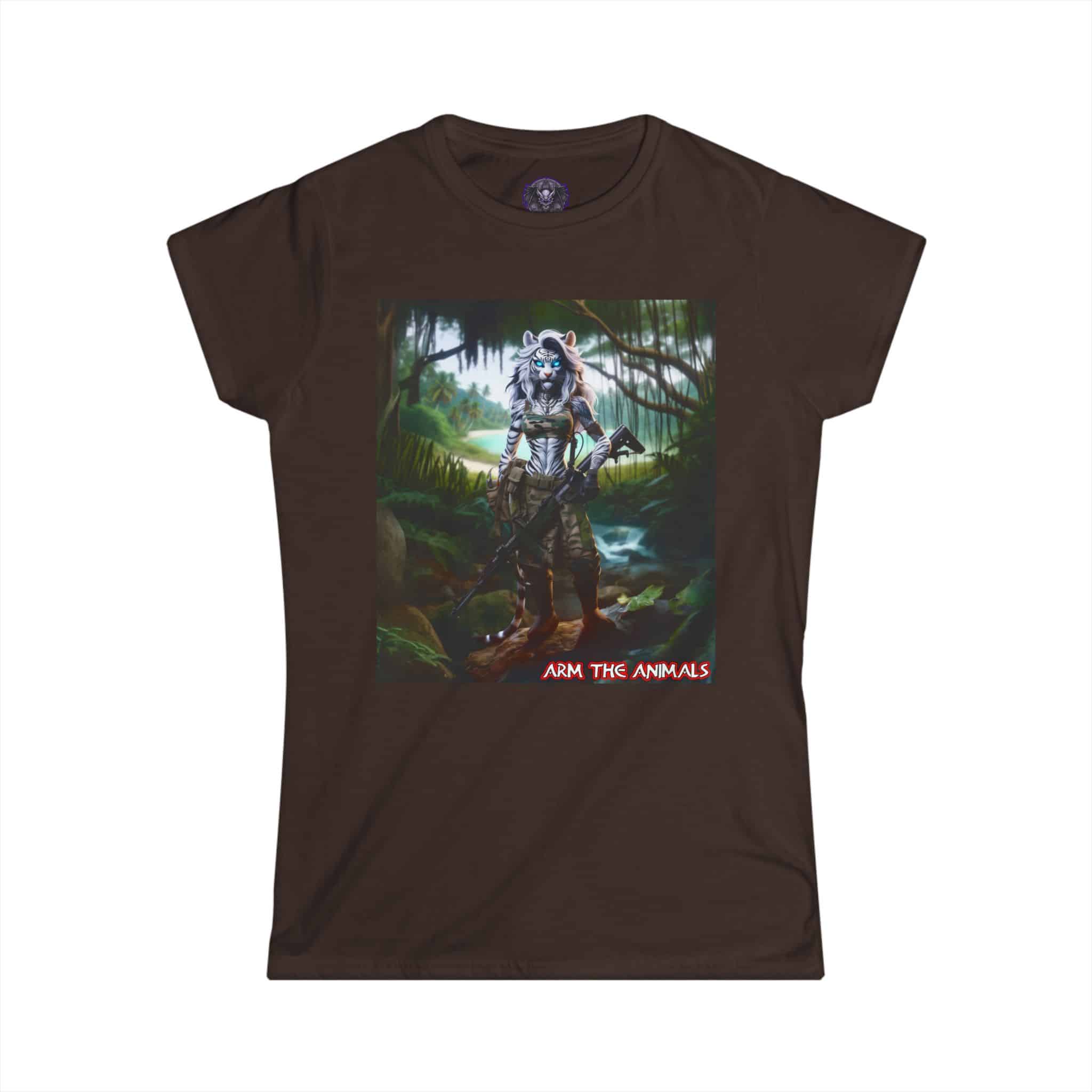 Arm The Animals: White Tiger Girl #AA-D-WT001 Women's Softstyle Tee - Image 13