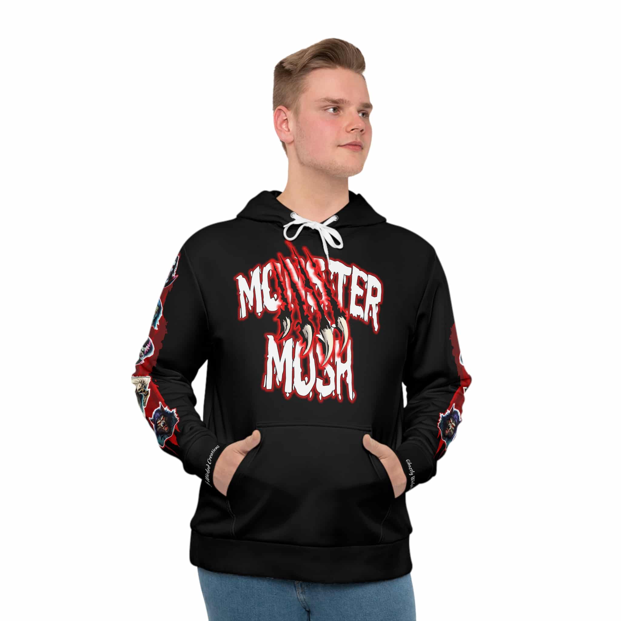 Monster Mosh 2024 Tour Drac On Guitar MM-D009 Men's Hoodie (AOP) - Image 3