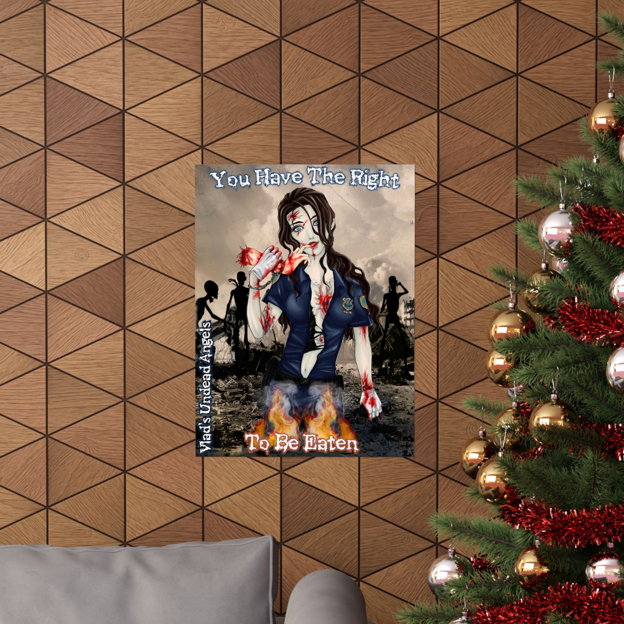 Terri Undead Angel Zombie Police Officer – Classic Art w/Text Matte Vertical Posters - Image 4