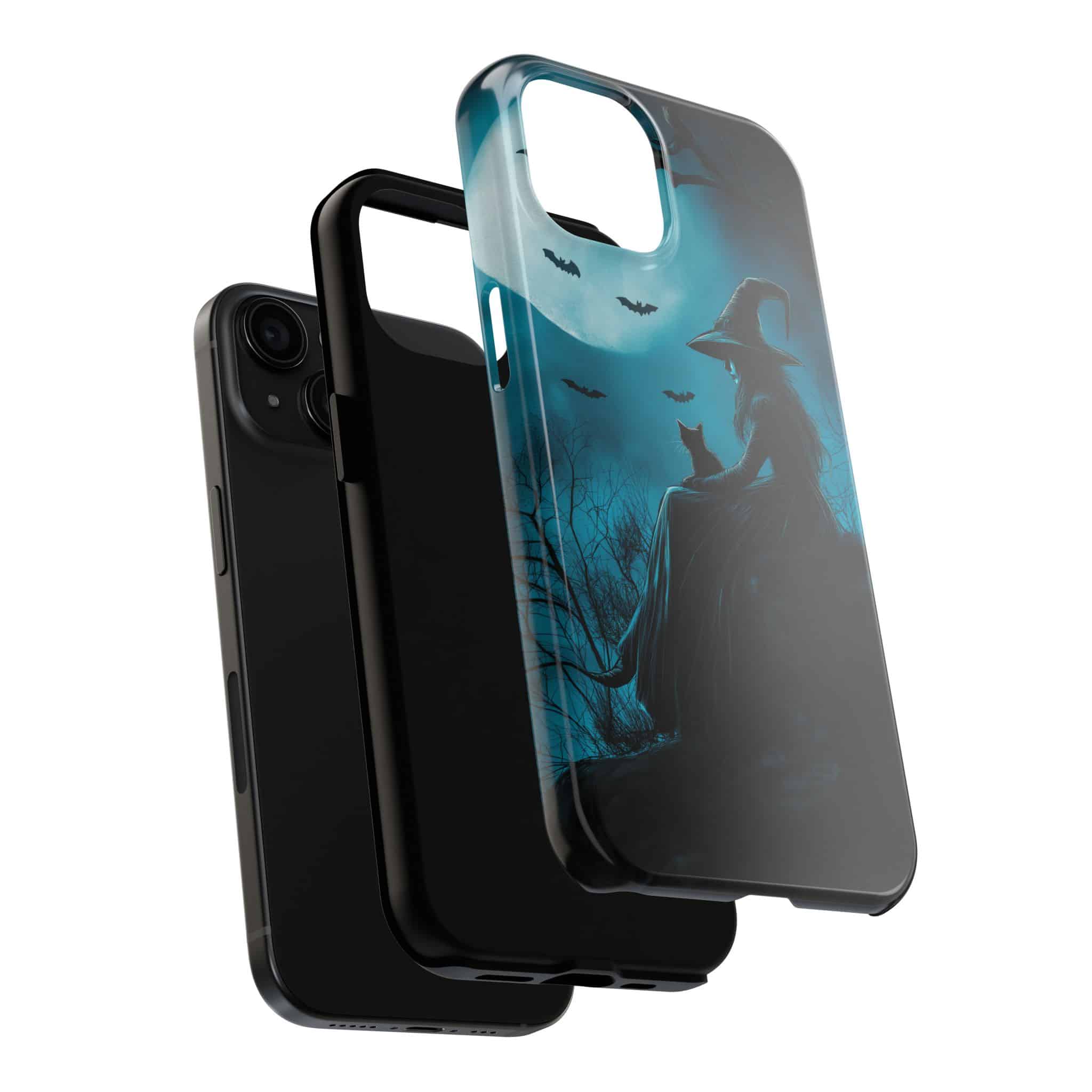 Witch With Black Cat By Moonlight #MJ-W003 iPhone 15 & 16 Tough Phone Cases - Image 4